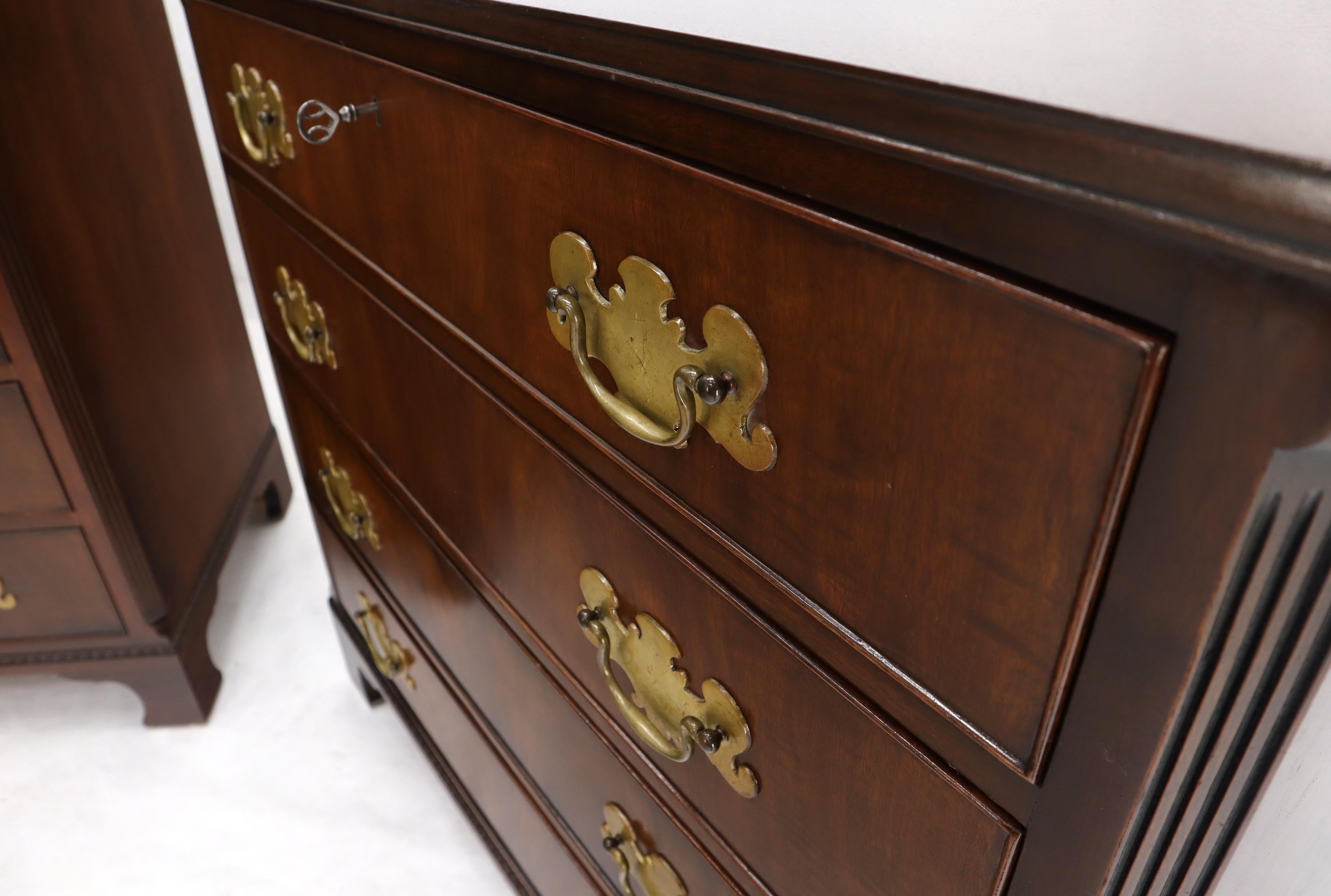 Pair of Quality Mahogany Chippendale Bachelor Chests w/ Brass Hardware 4