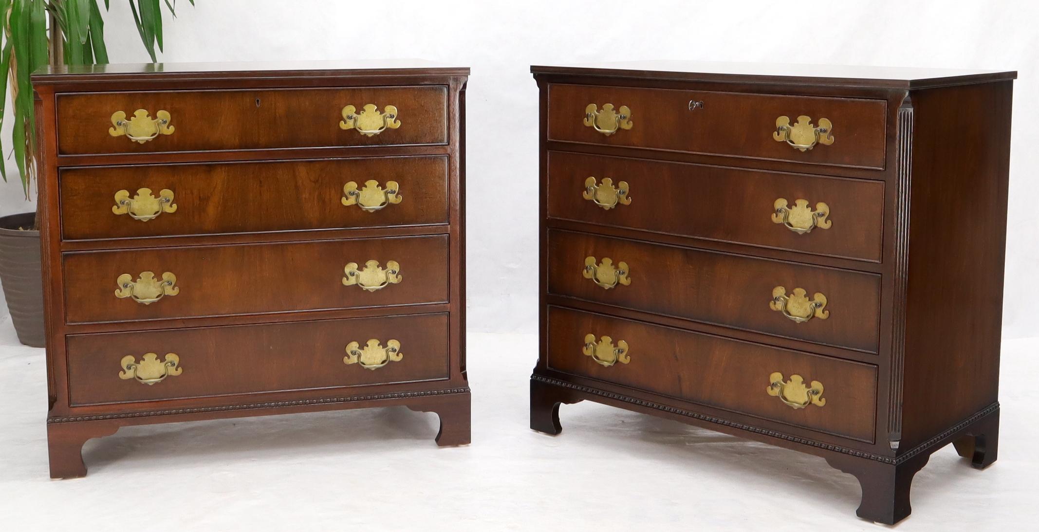 Pair of Quality Mahogany Chippendale Bachelor Chests w/ Brass Hardware 6