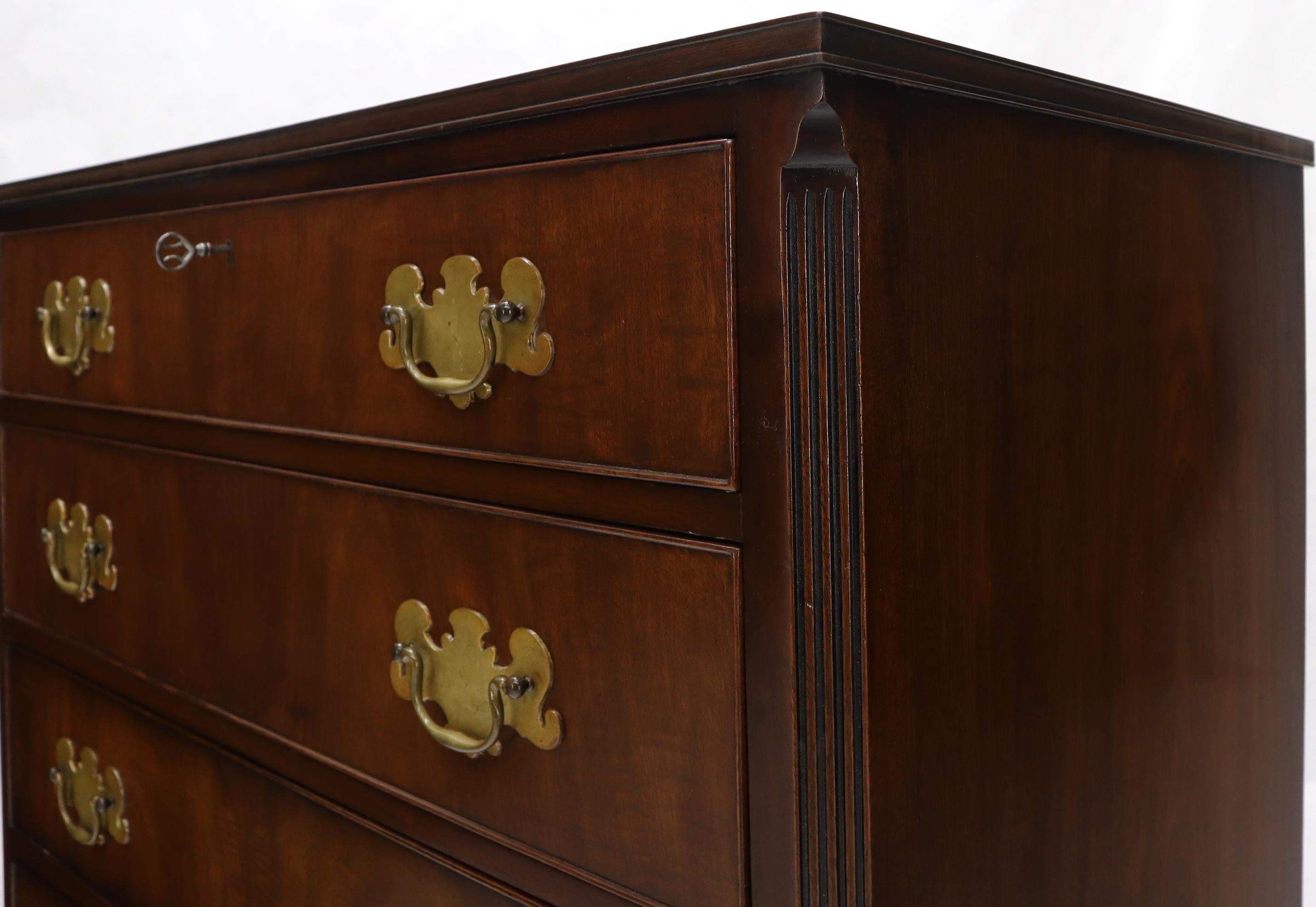 Pair of Quality Mahogany Chippendale Bachelor Chests w/ Brass Hardware 8