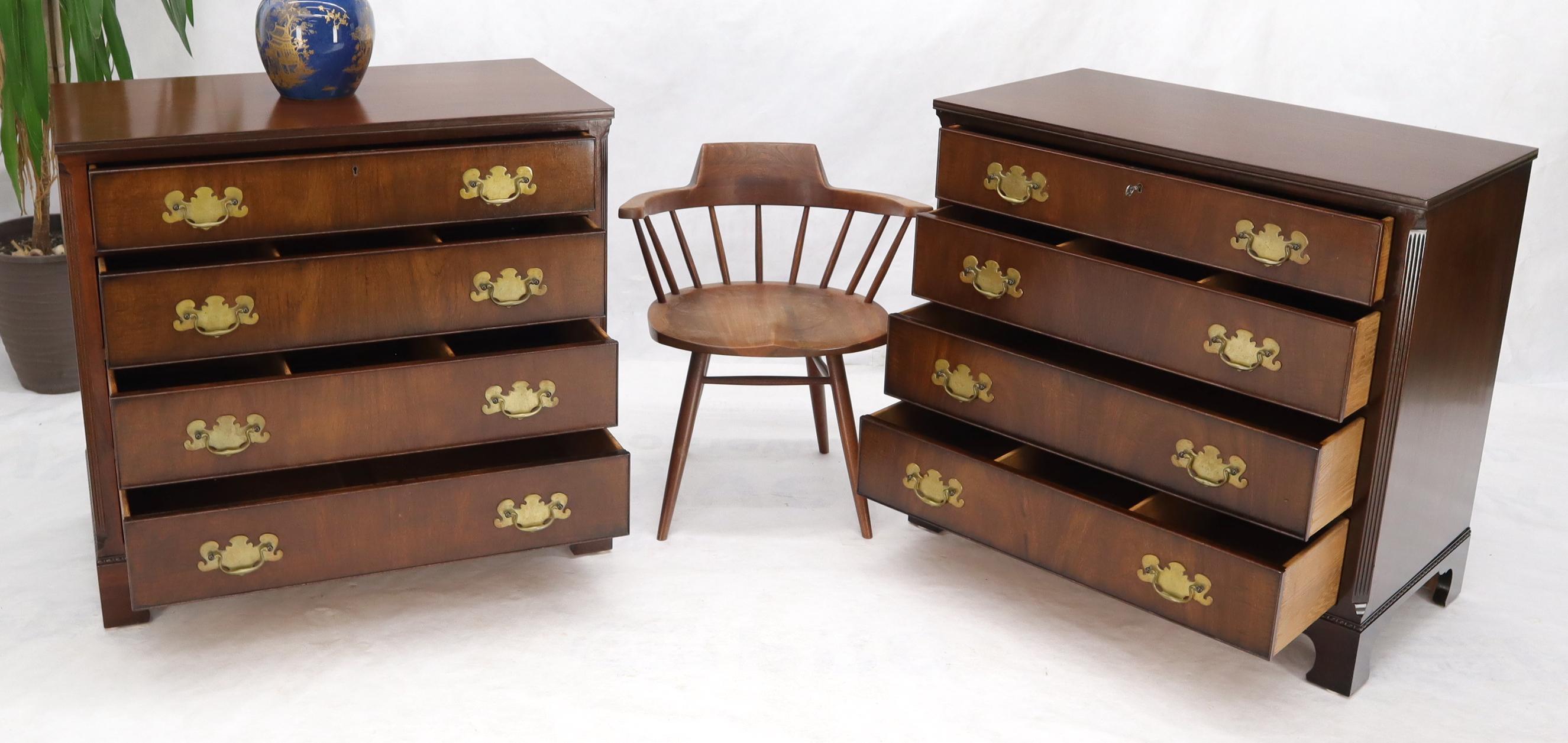 American Pair of Quality Mahogany Chippendale Bachelor Chests w/ Brass Hardware