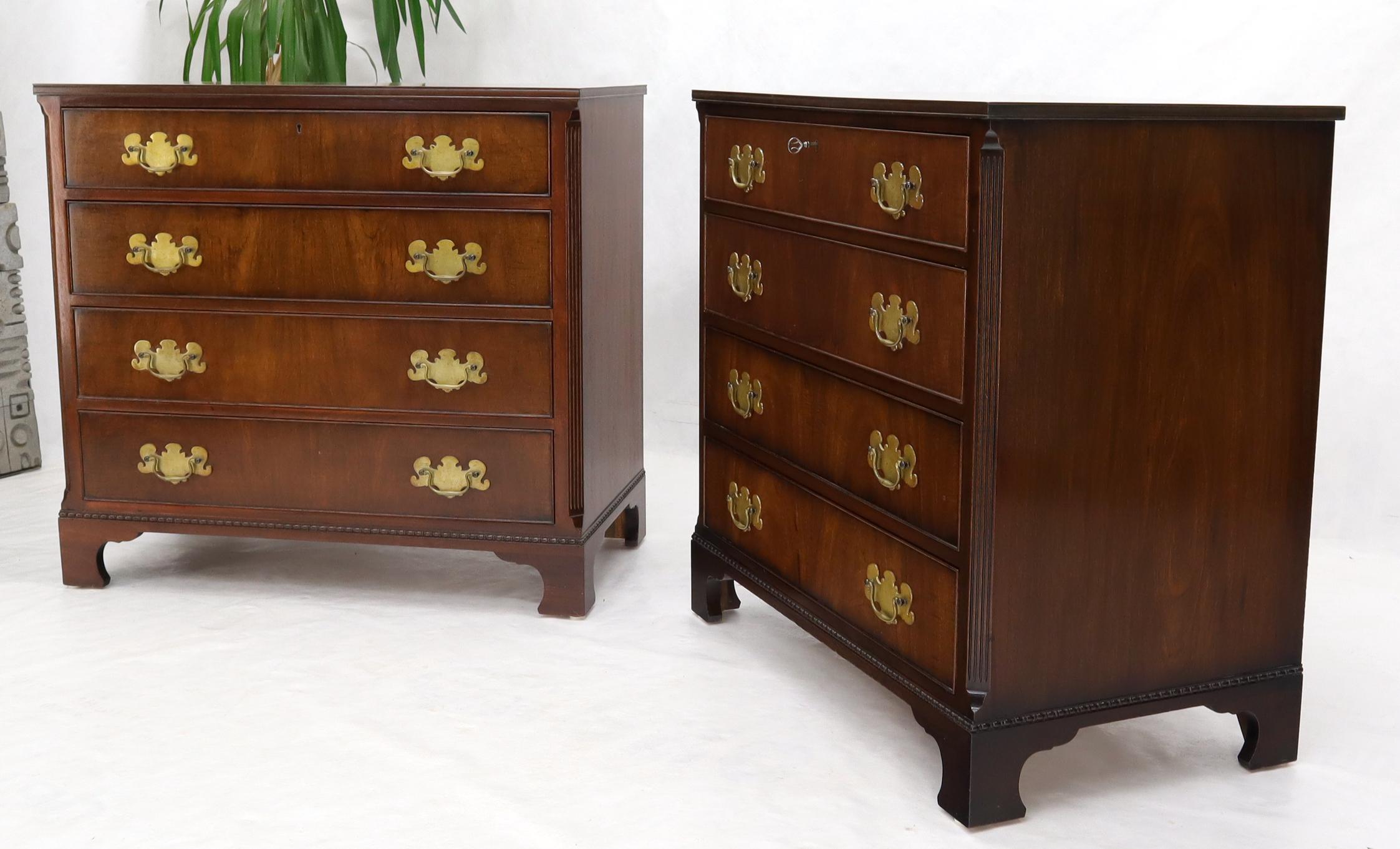 Pair of Quality Mahogany Chippendale Bachelor Chests w/ Brass Hardware 1
