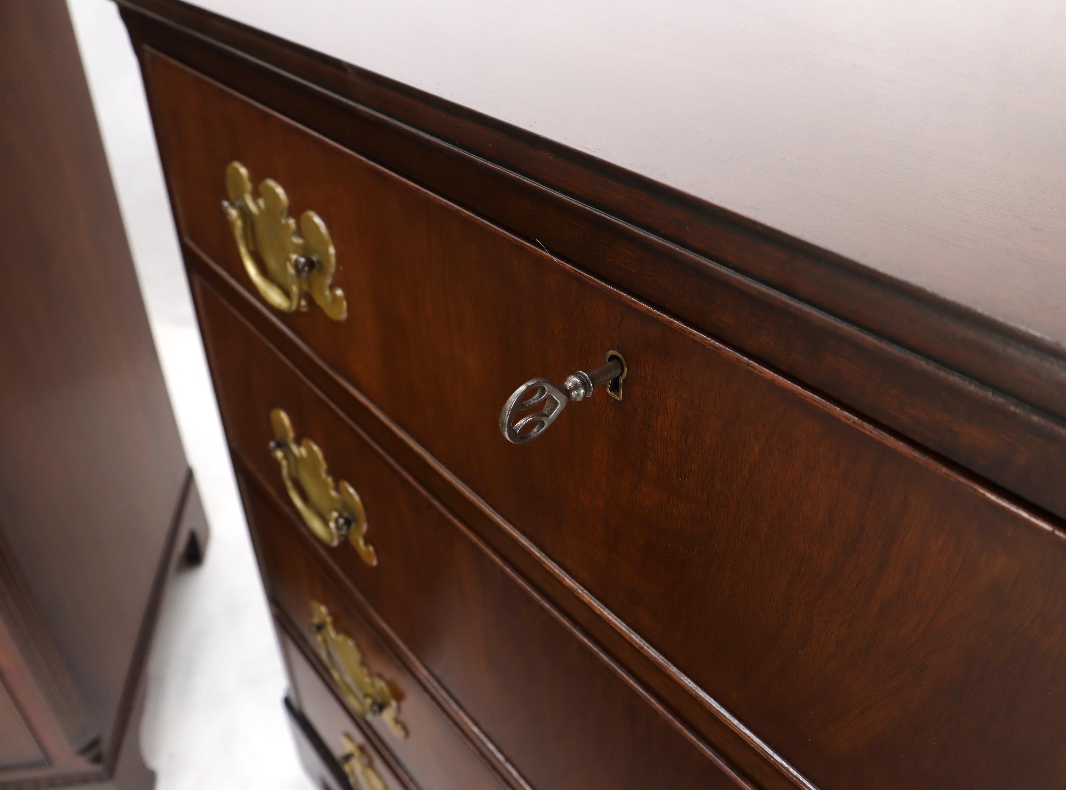 Pair of Quality Mahogany Chippendale Bachelor Chests w/ Brass Hardware 3