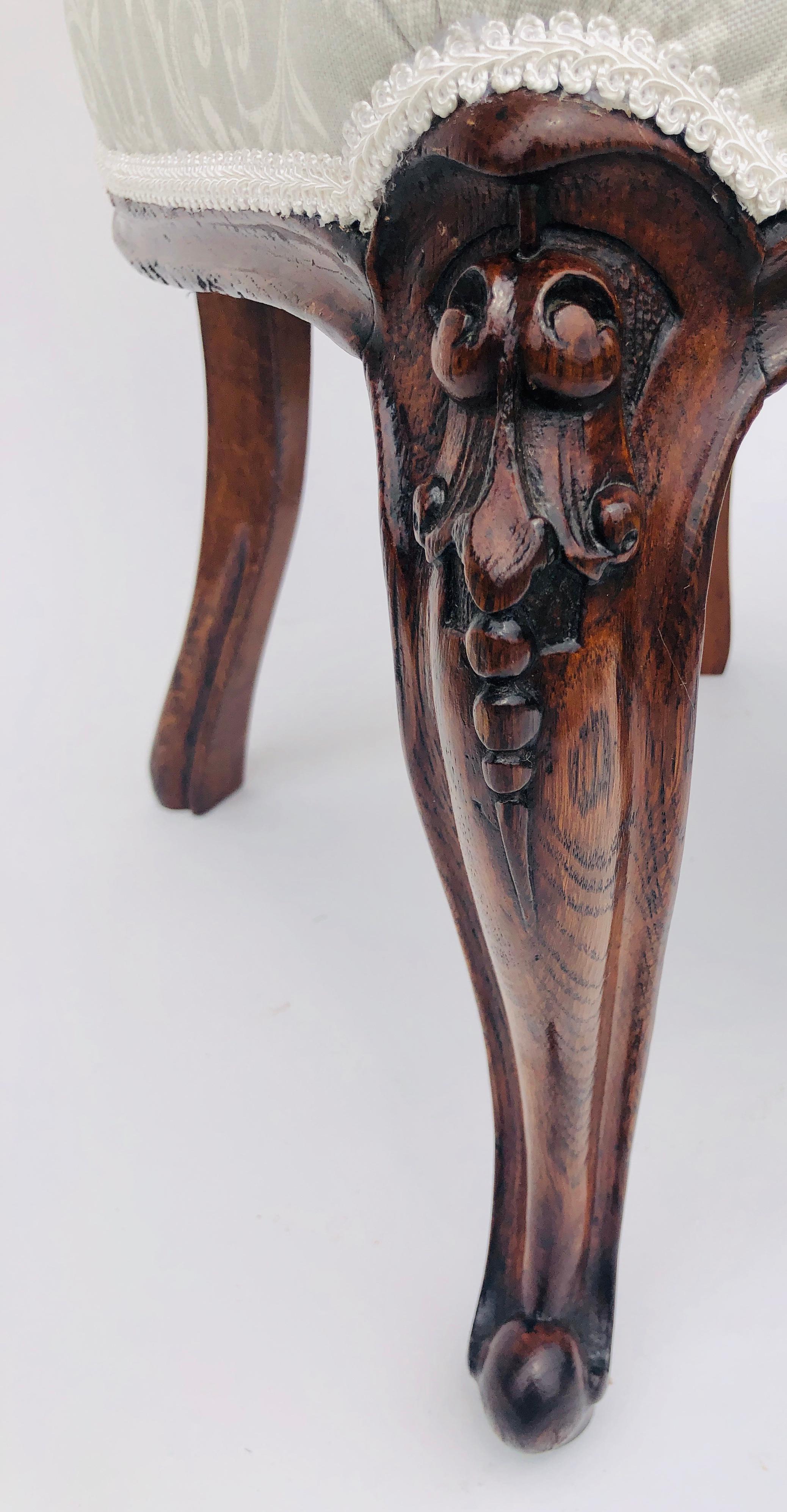 Pair of Antique Victorian Walnut Carved Side/Desk Chairs 2