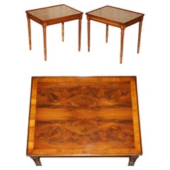 PAIR OF QUARTER CUT & BURR WALNUT SiDE END LAMP WINE TABLES STUNNING TOP PATINA