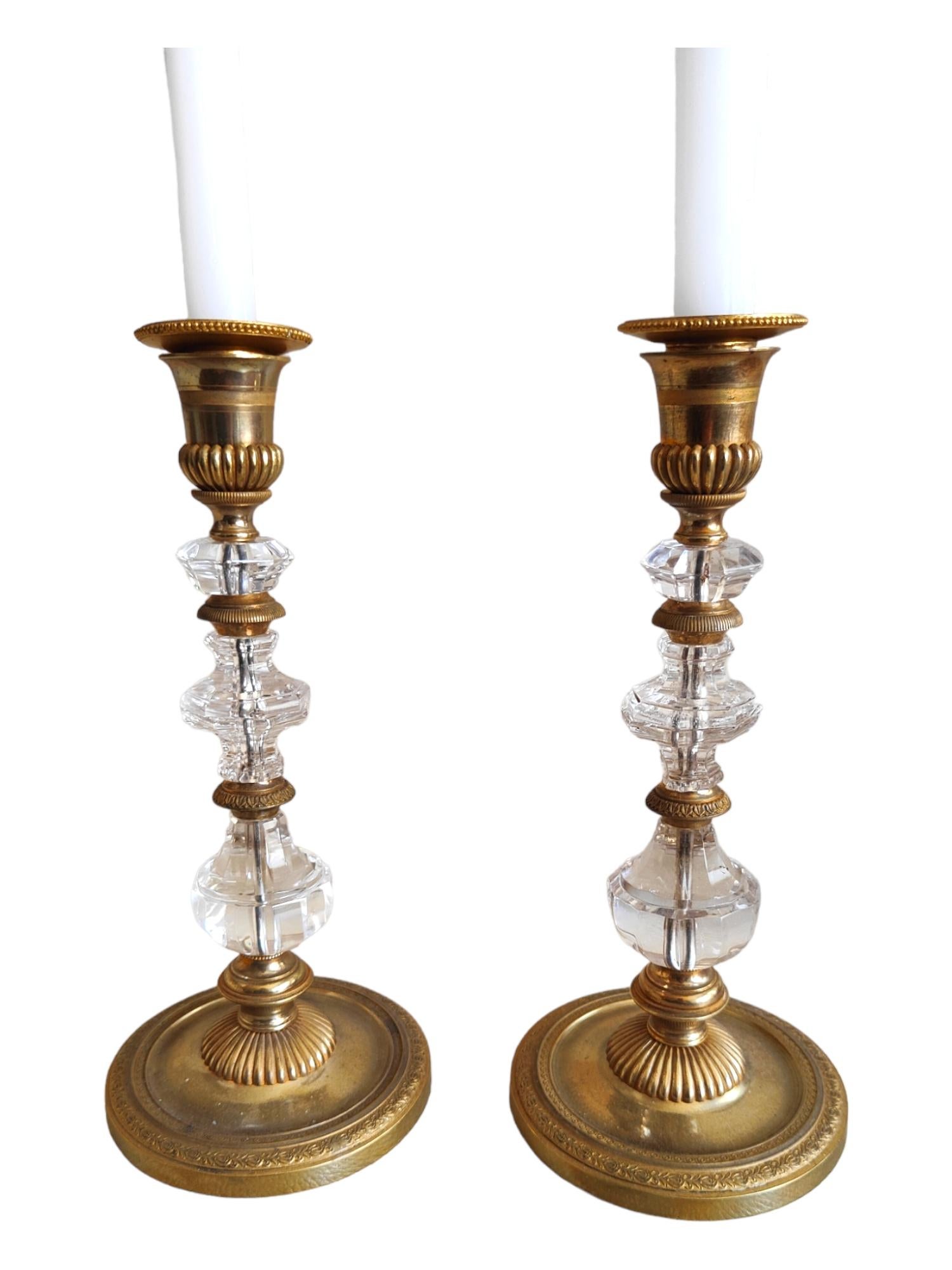Pair of Quartz Candlesticks 'Rock Crystal, 19th Century' For Sale 6