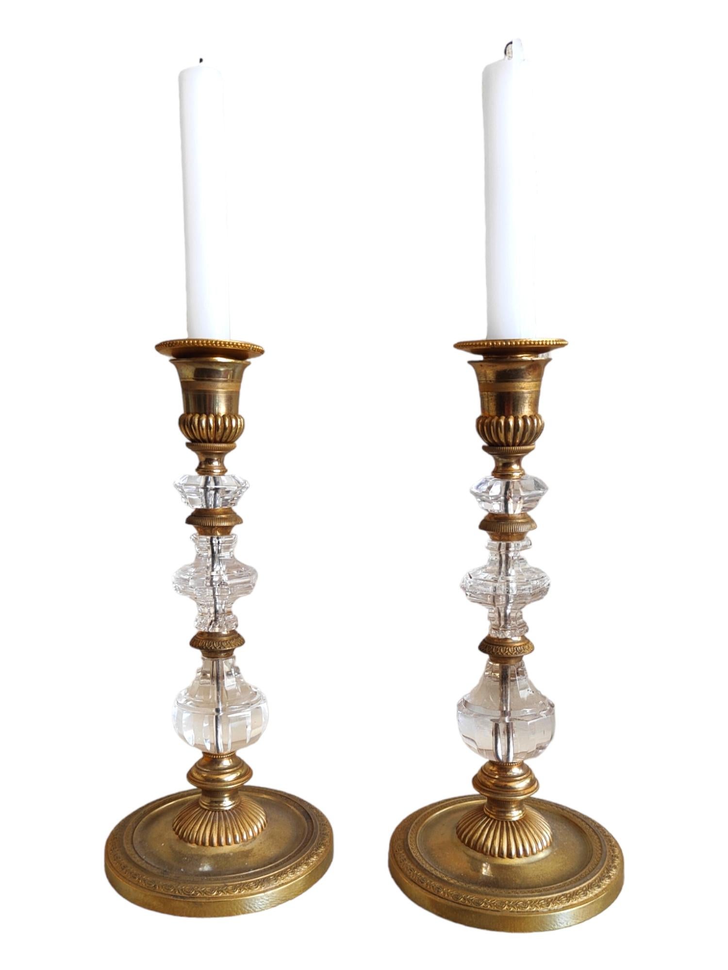 Pair of Quartz Candlesticks 'Rock Crystal, 19th Century' For Sale 7
