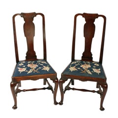 Pair of Queen Ann Black Walnut Chairs