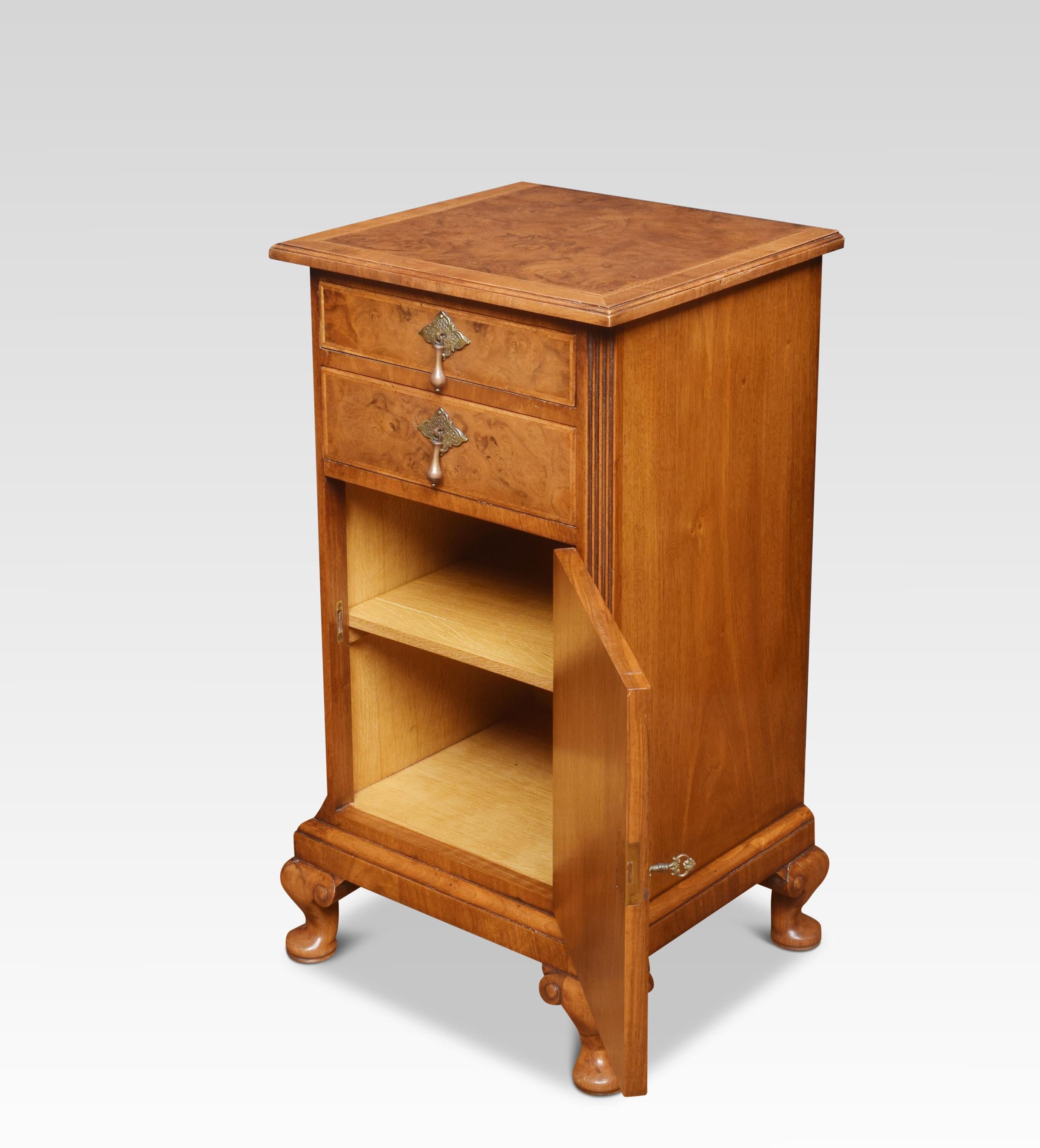 British Pair of Queen Ann Style Bedside Cabinets