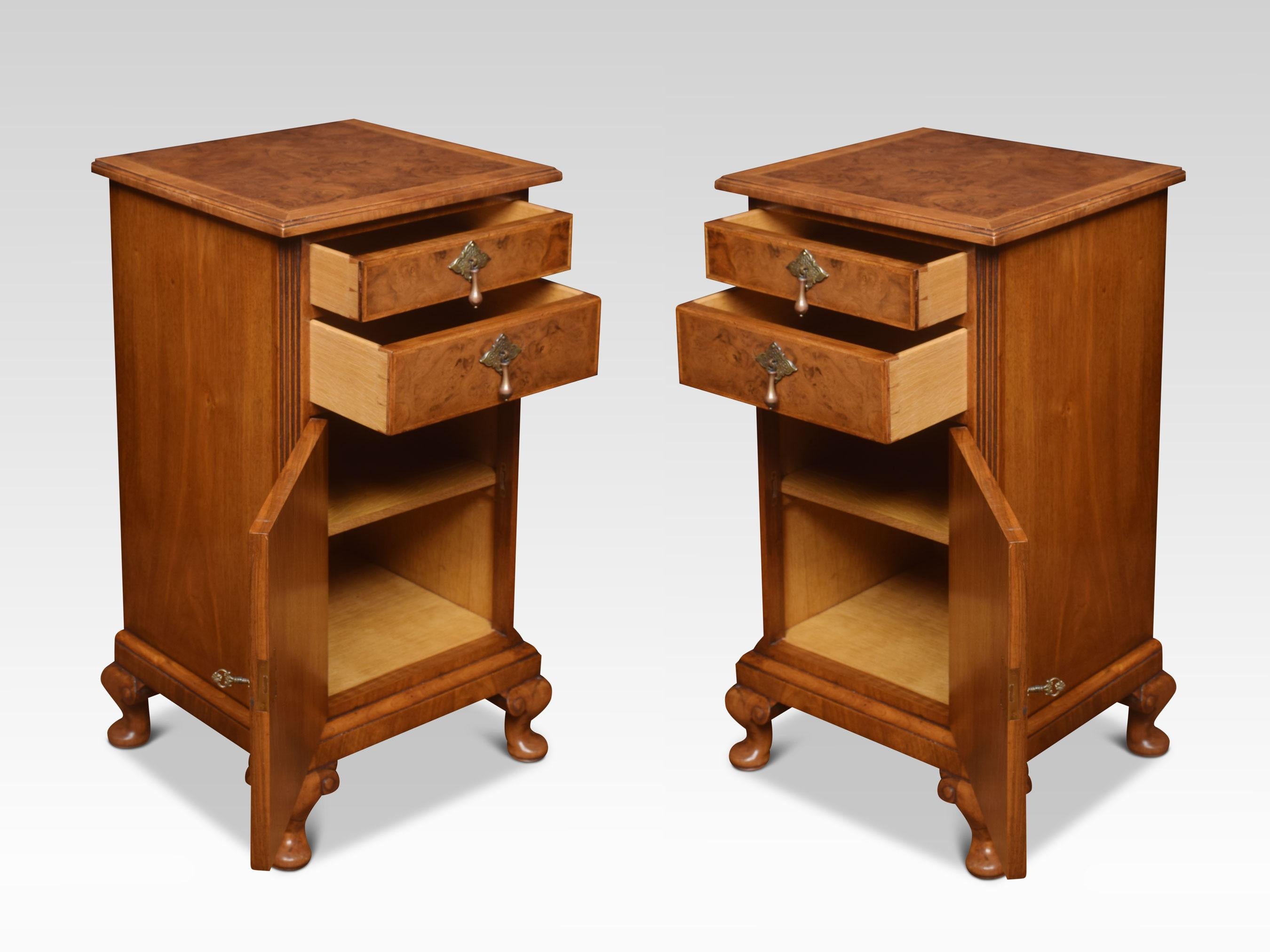 Pair of Queen Ann Style Bedside Cabinets In Good Condition In Cheshire, GB
