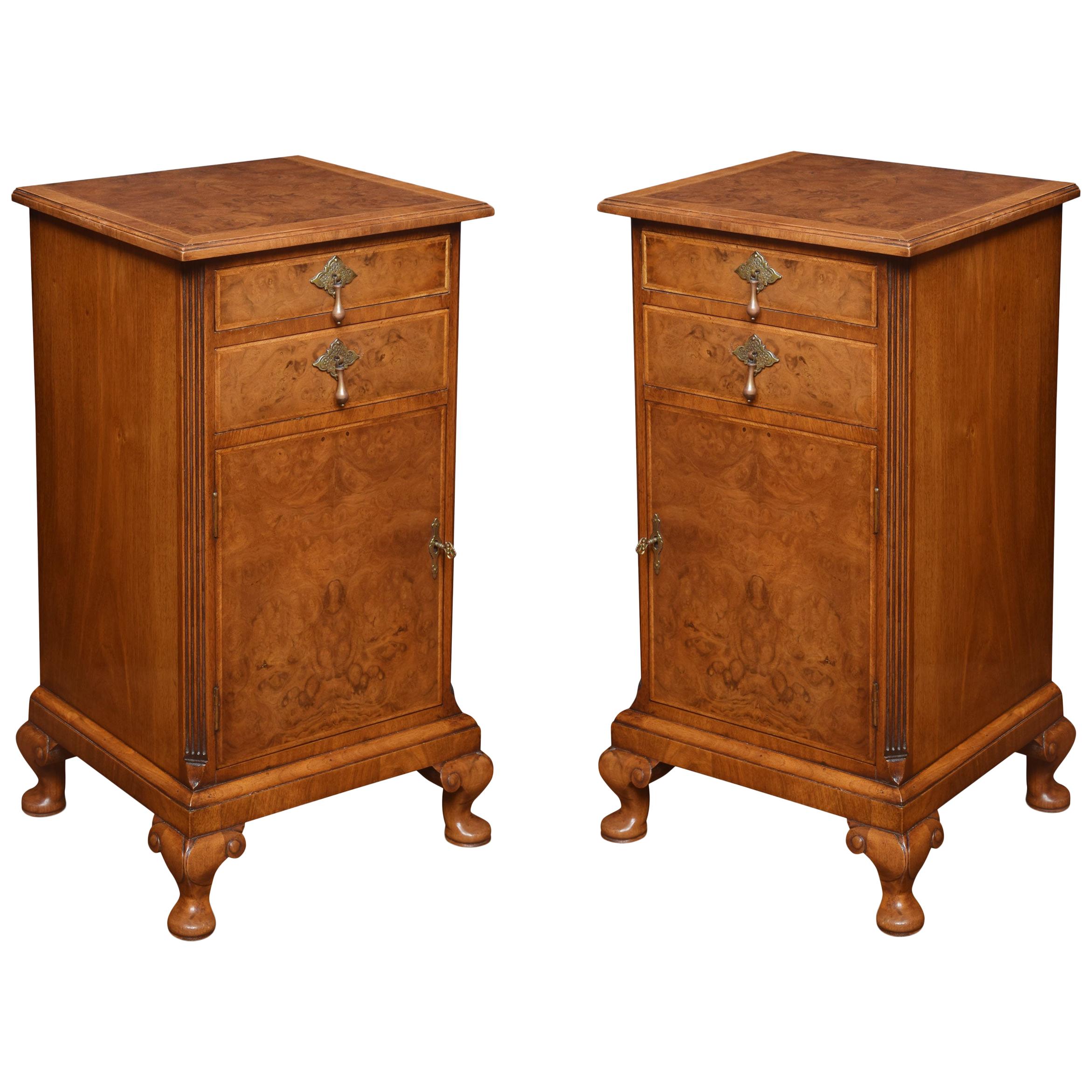 Pair of Queen Ann Style Bedside Cabinets