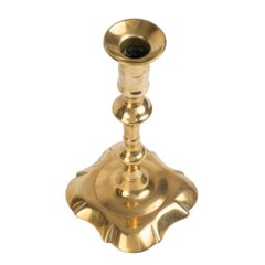 Pair of Queen Anne Brass Candlesticks with Bobesh, 1750