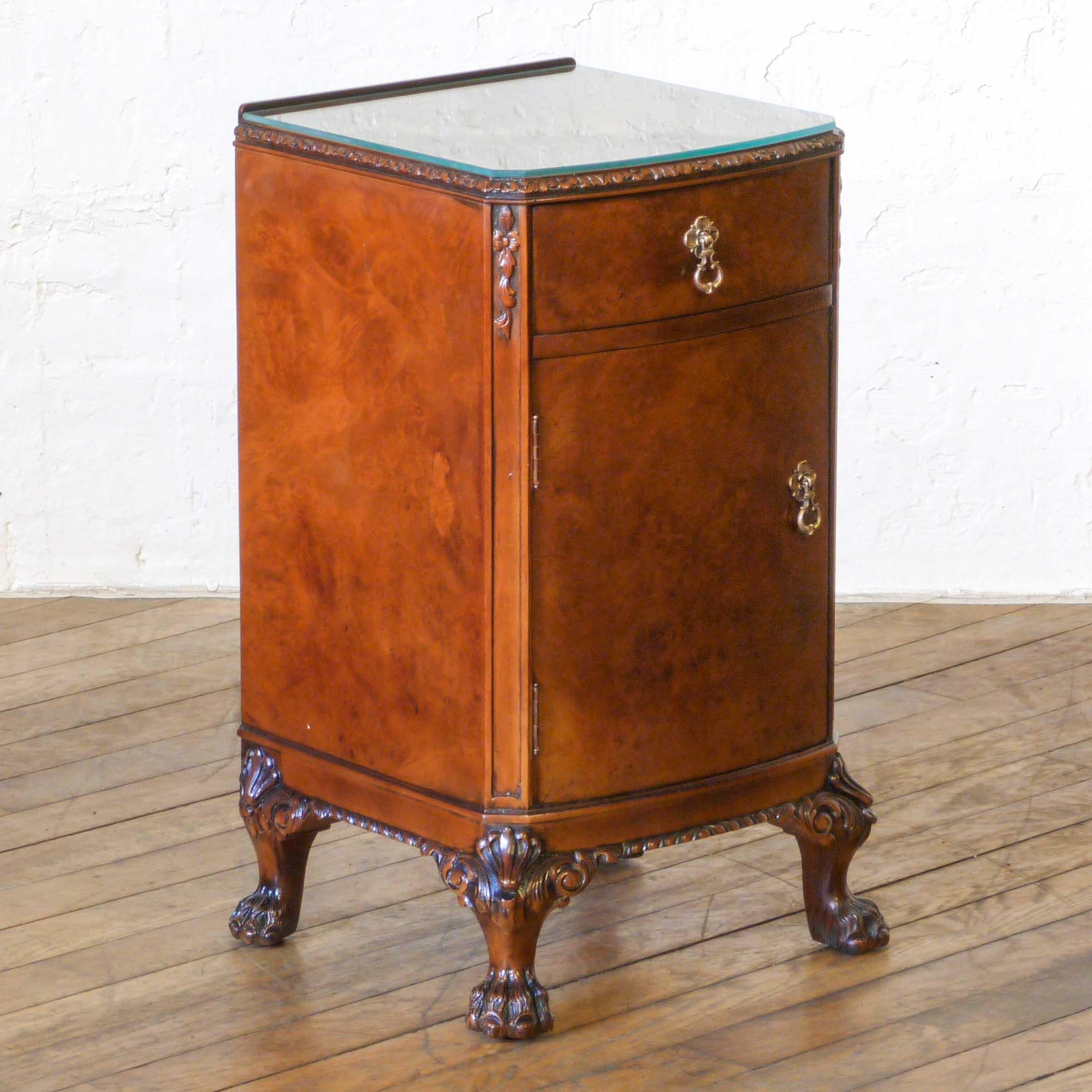 English Pair of Queen Anne Style Bedside Cabinets