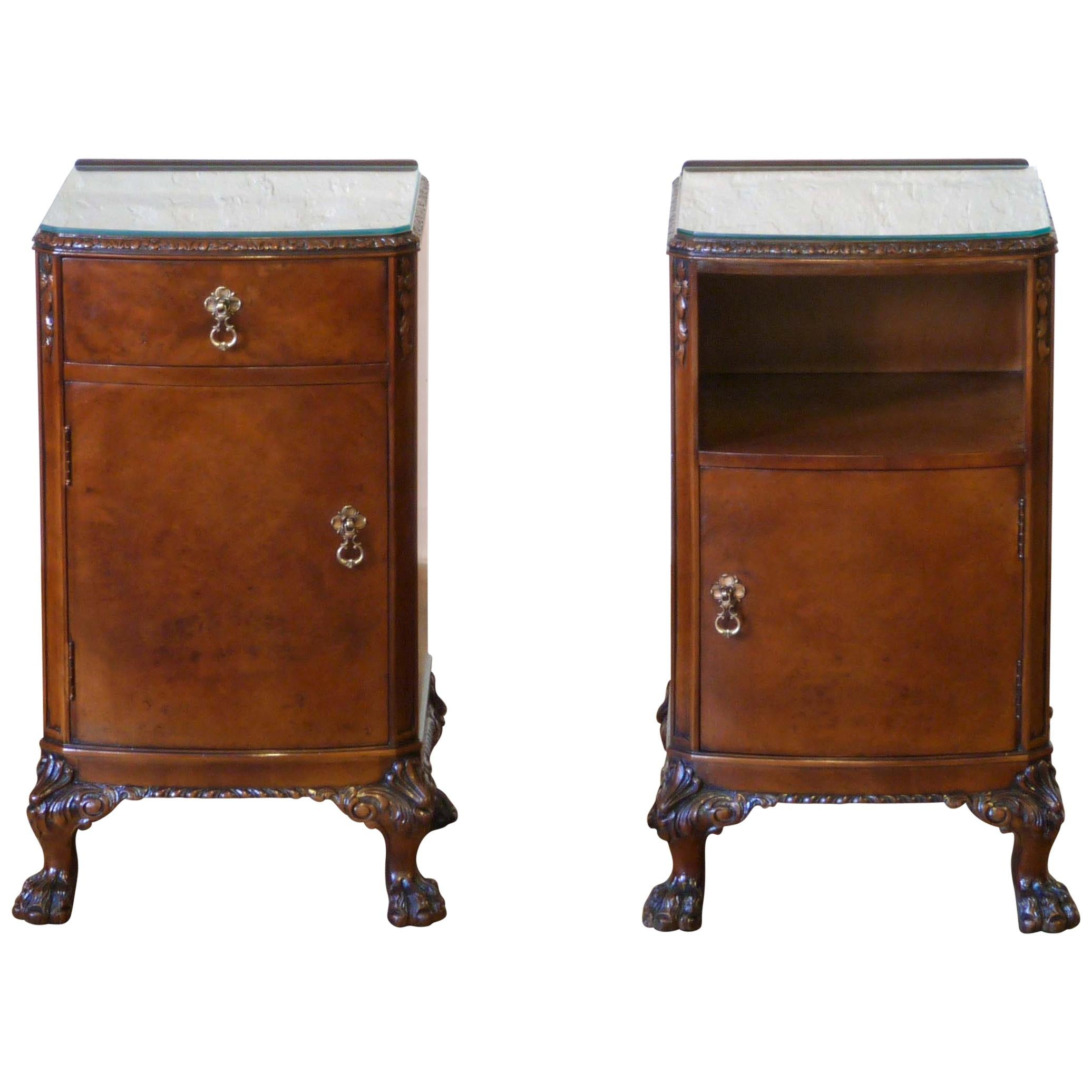 Pair of Queen Anne Style Bedside Cabinets