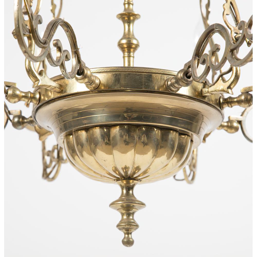 Brass Pair of Queen Anne Style Chandeliers For Sale
