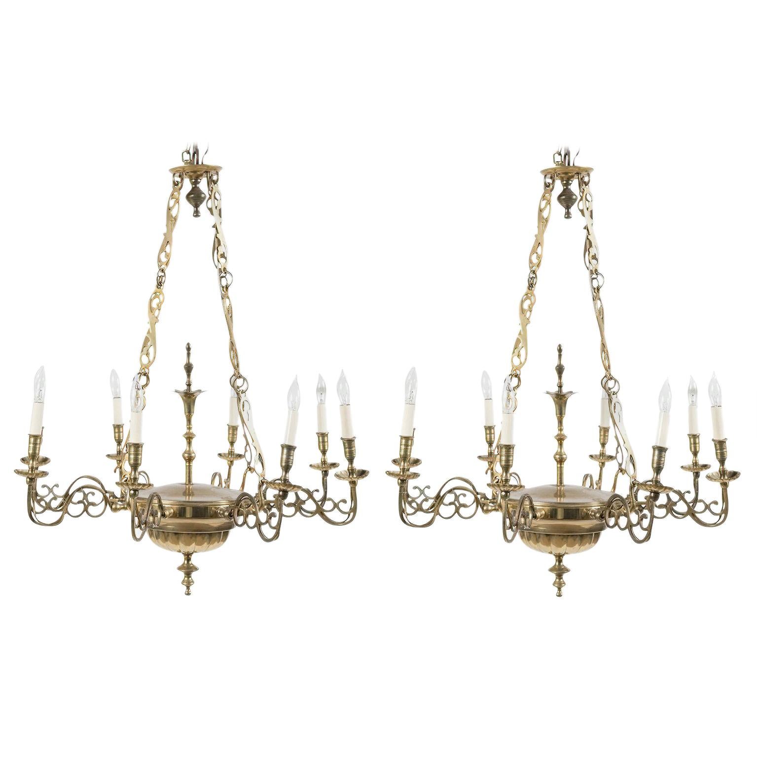Pair of Queen Anne Style Chandeliers For Sale