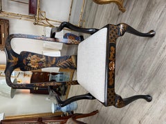 Pair of Queen Anne Style Chinoiserie Raised Accent Chairs RARE