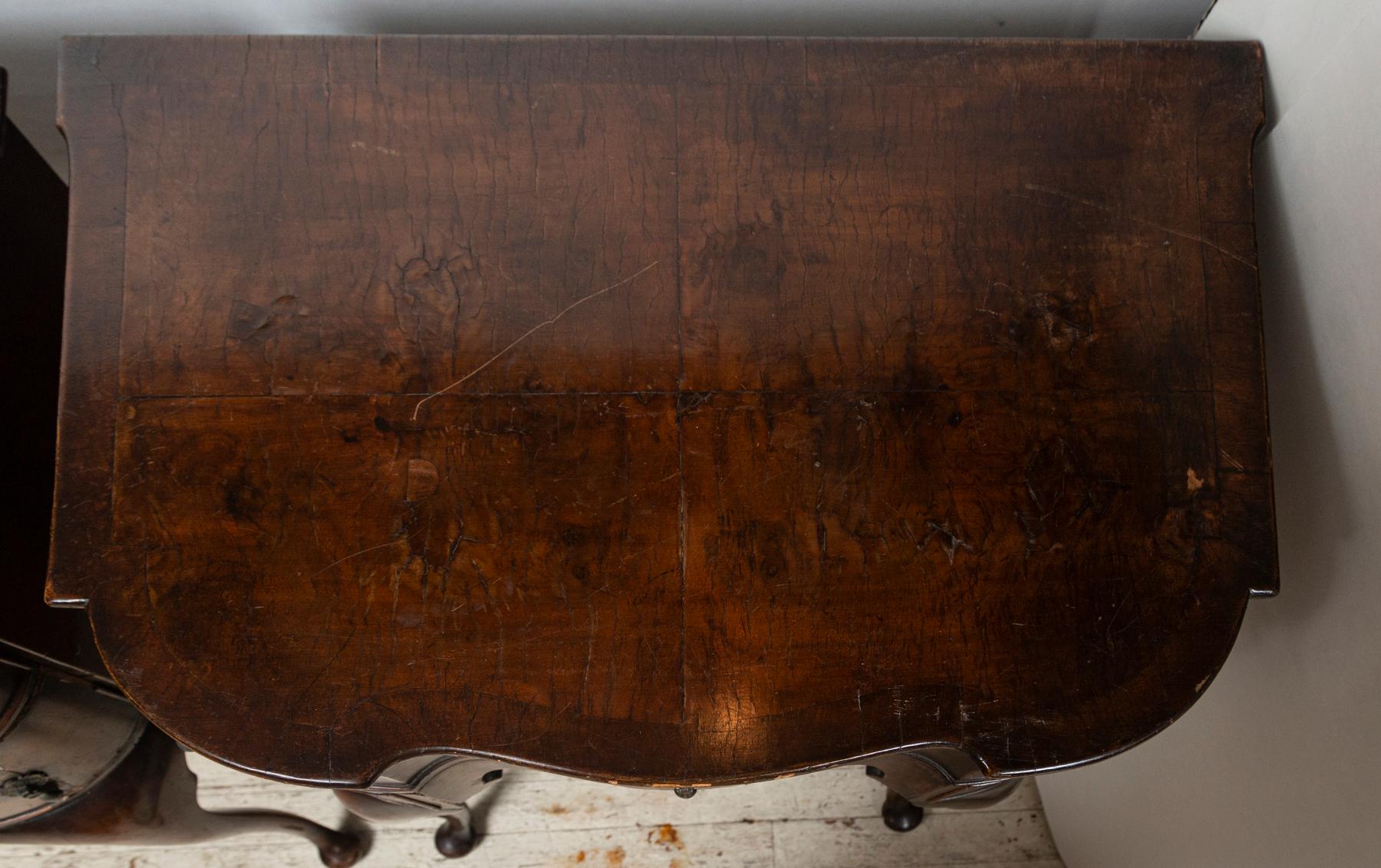 Carved Pair of Queen Anne Style End Table or Lowboys For Sale