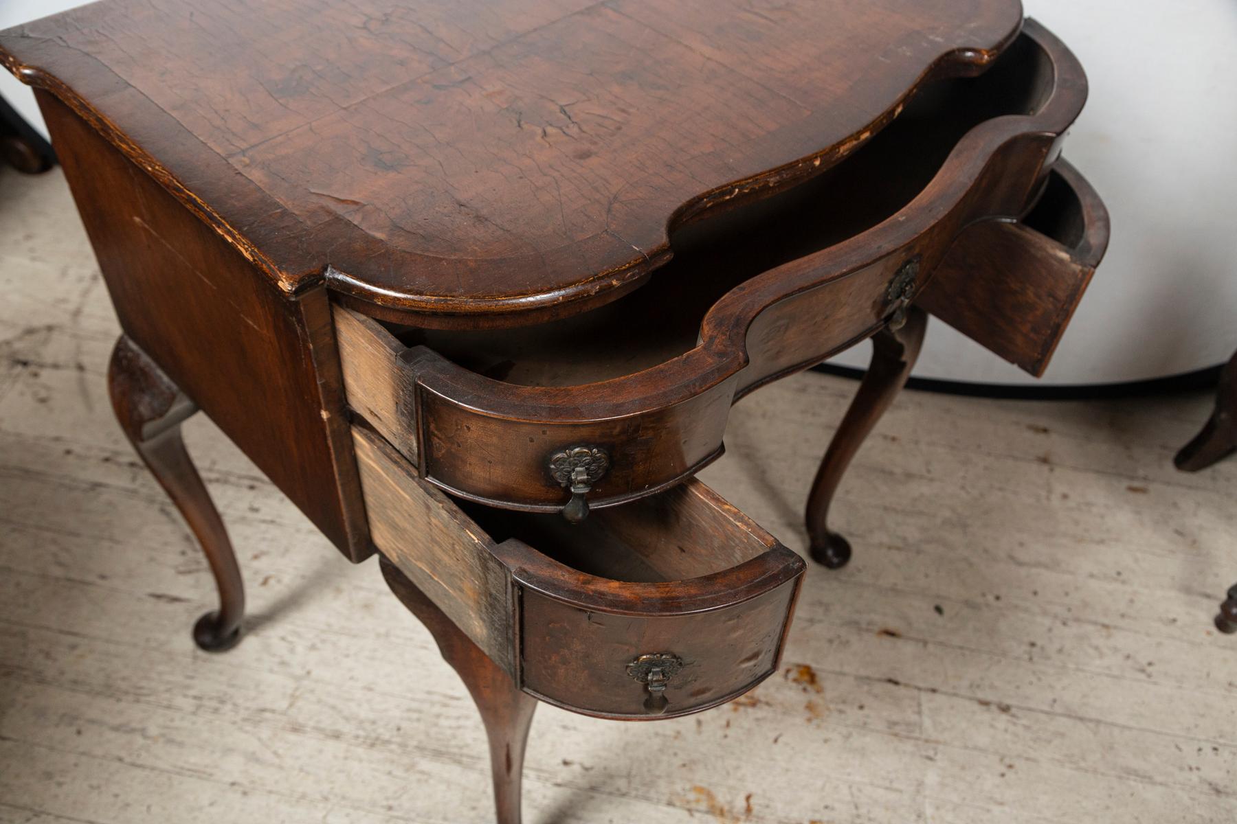 Wood Pair of Queen Anne Style End Table or Lowboys For Sale