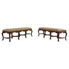 Pair of Formations Califia Upholstered Walnut Bench Seats