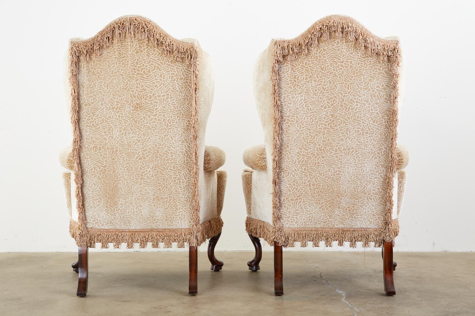Pair of Queen Anne Style Wingback Chairs by Dunbar 13
