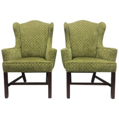 Pair of Queen Anne Style Wingback Chairs