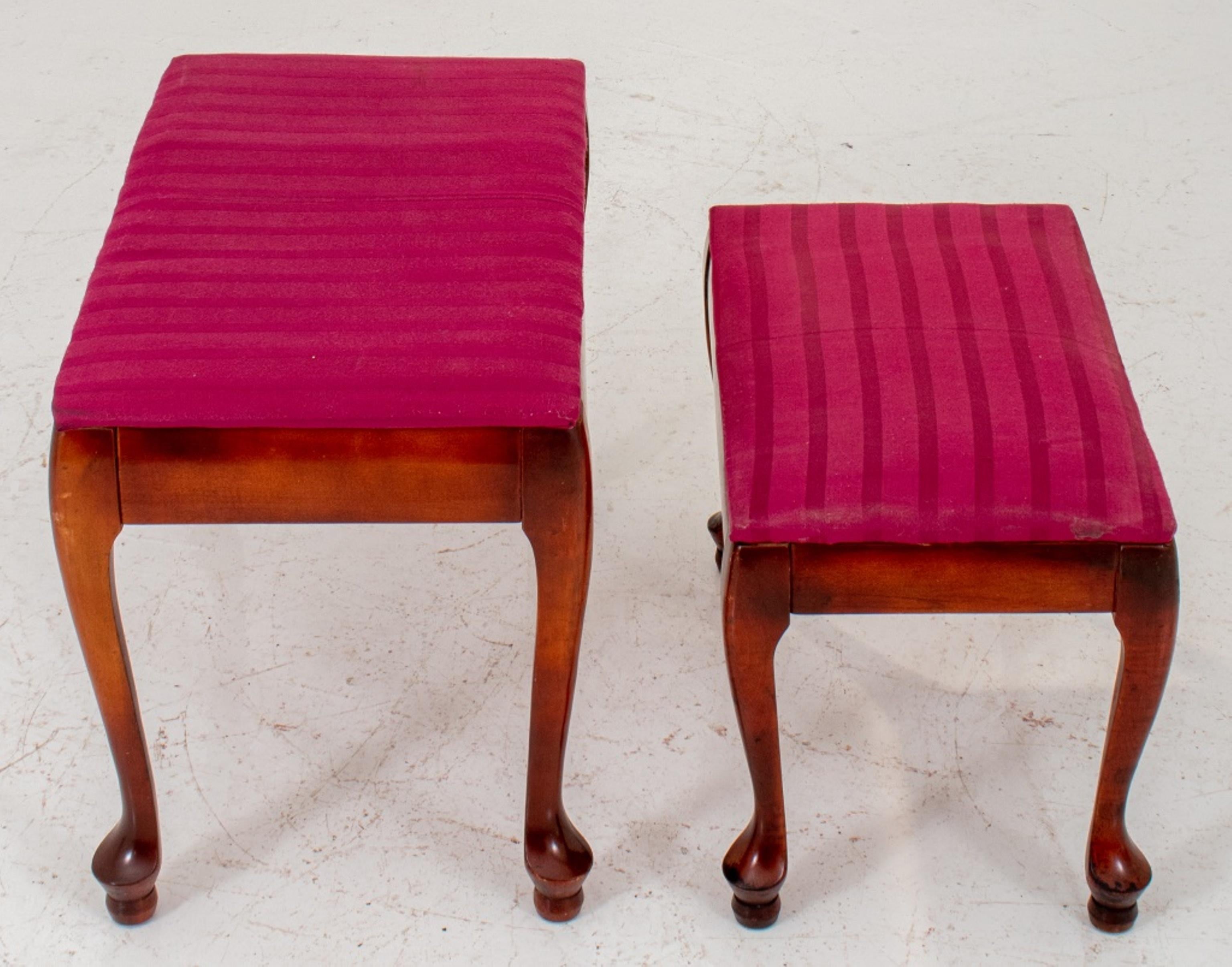 19th Century Pair of Queen Anne Style Wooden Stools