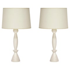 Pair of "Quille" Crème Patinated Plaster Table Lamps by Facto Atelier Paris