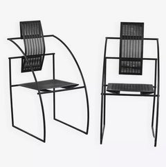 Pair of Quinta Chairs by Mario Botta for Alias, Black Perforated Steel, 1985