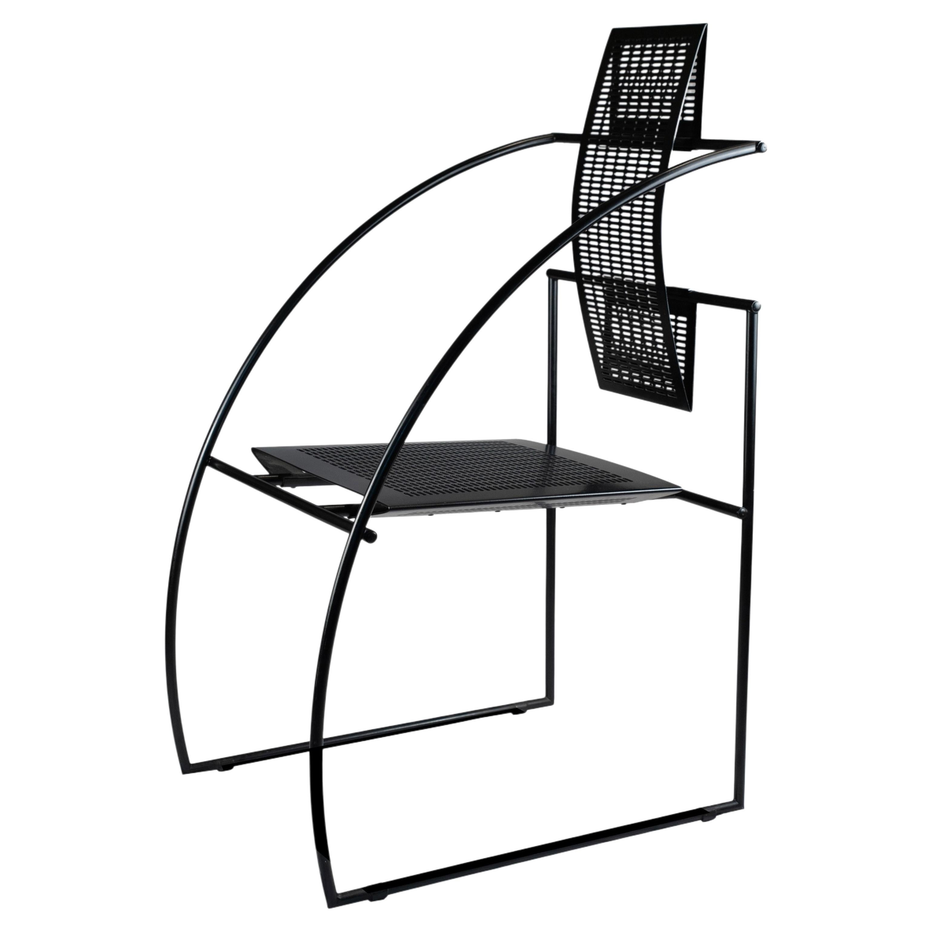 Pair of Quinta Chairs by Mario Botta for Alias, Black Perforated Steel, 1985 For Sale