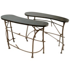 Pair of Quirky Kidney Shape Consoles