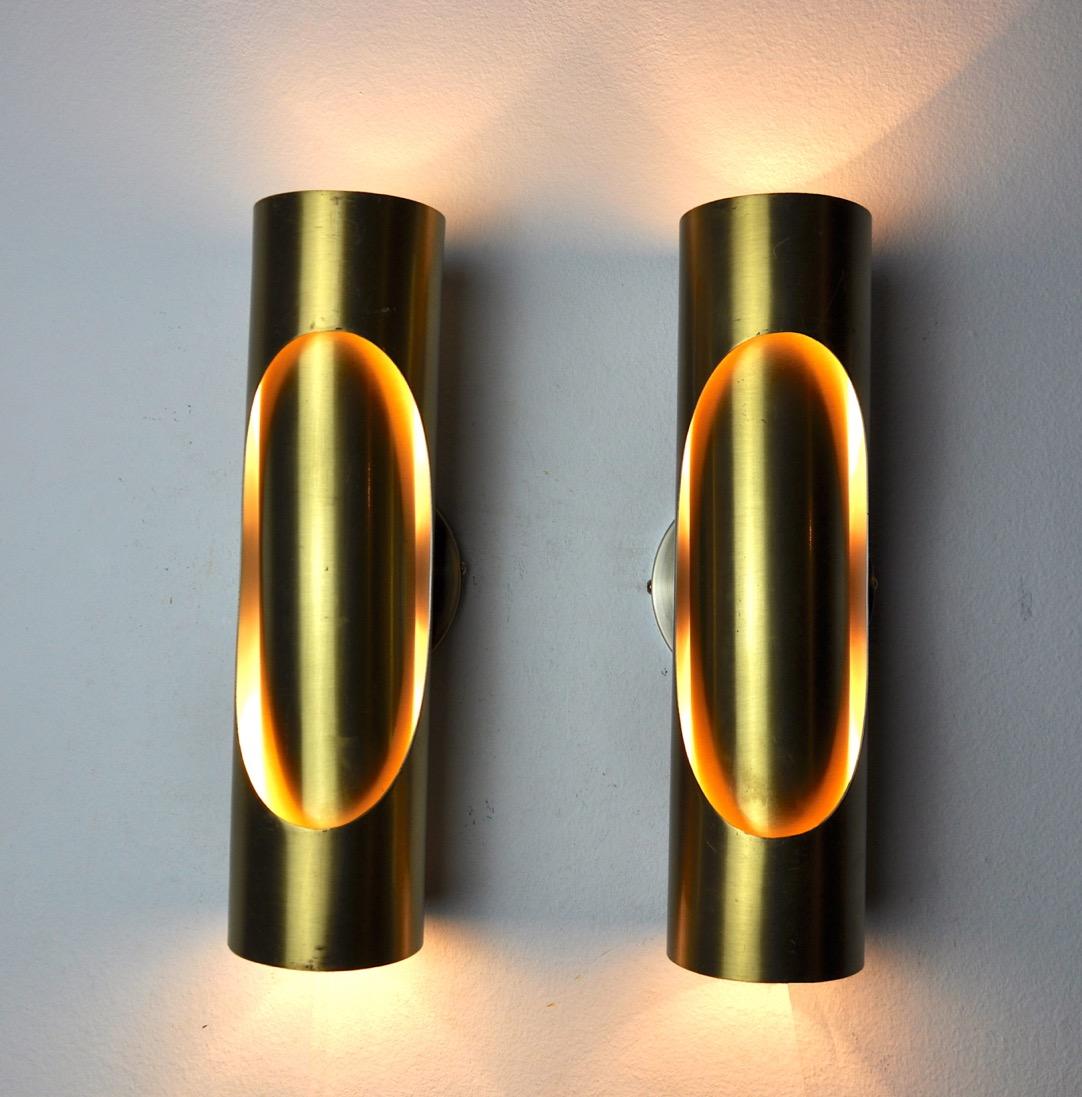 Pair of RAAK Tubular Wall Lamps, 1970 In Good Condition For Sale In BARCELONA, ES