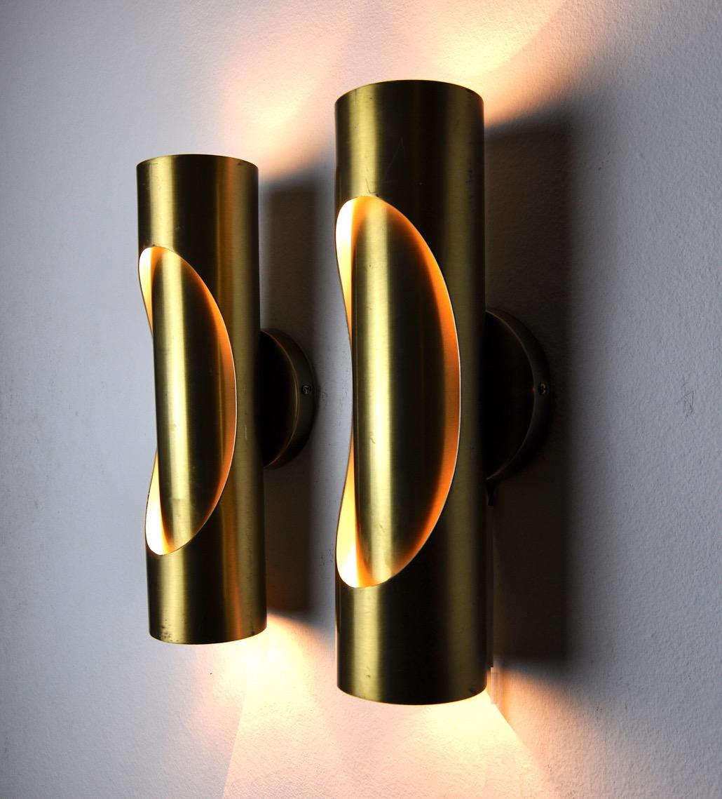 Late 20th Century Pair of RAAK Tubular Wall Lamps, 1970 For Sale
