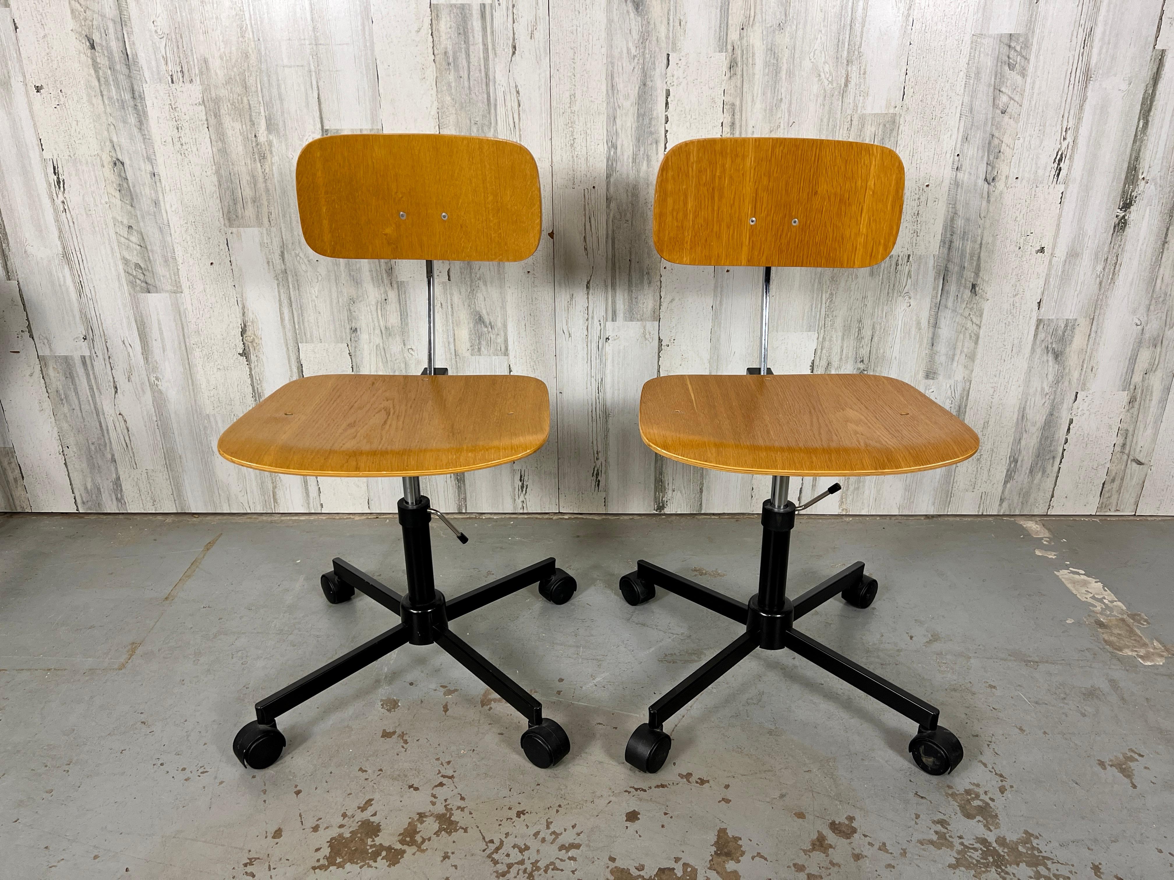  Danish Modern office chair design by architect and designer Jorgen Rasmussen for Engelbrechts, the Kevi chair (1965) became popular chair for the home or office based on a simple idea: the better you sit, the more you get done. Seat max.height is