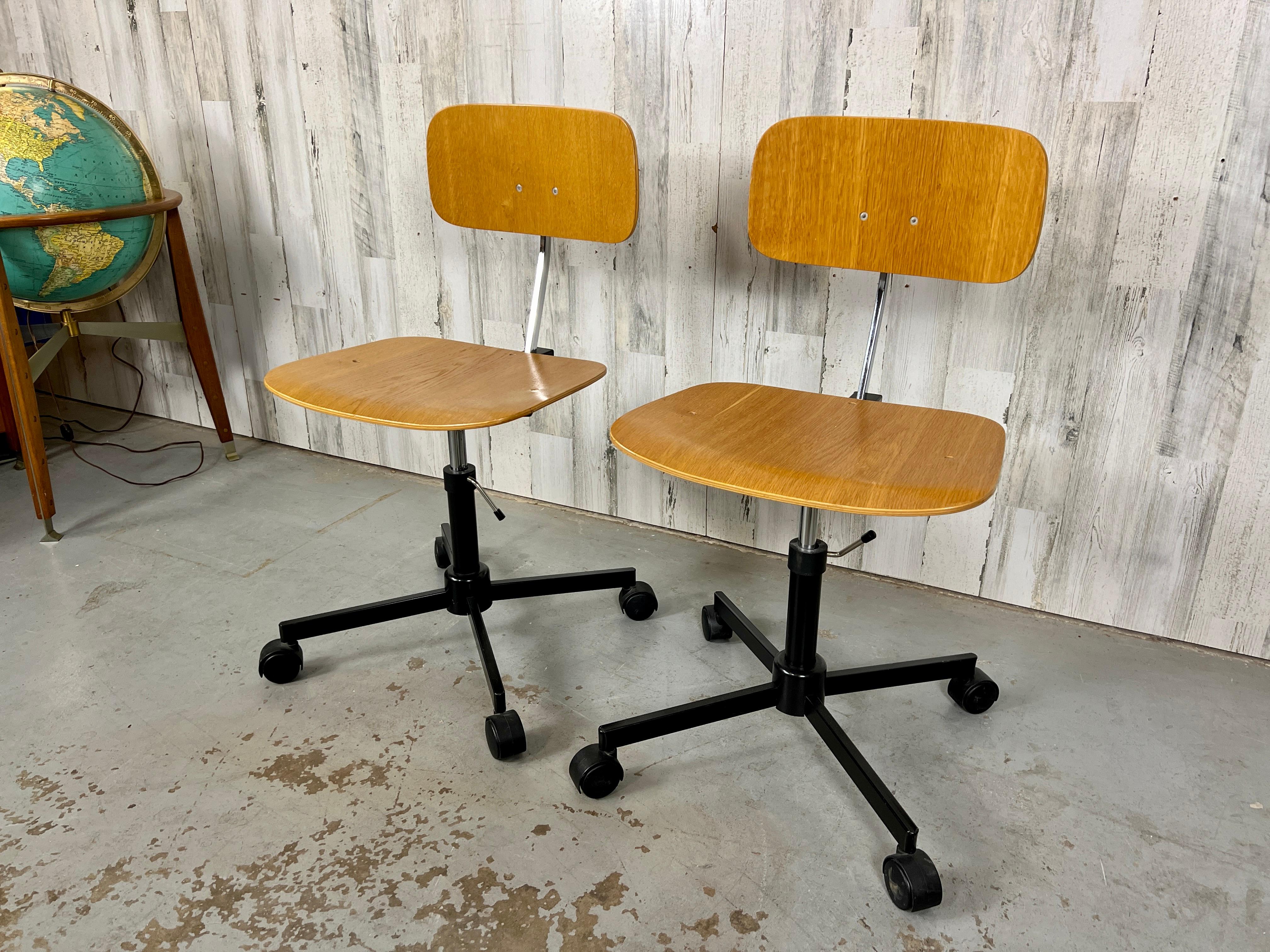 Scandinavian Modern Pair of Rabami Danish Teak Kevi Desk Chairs For Sale