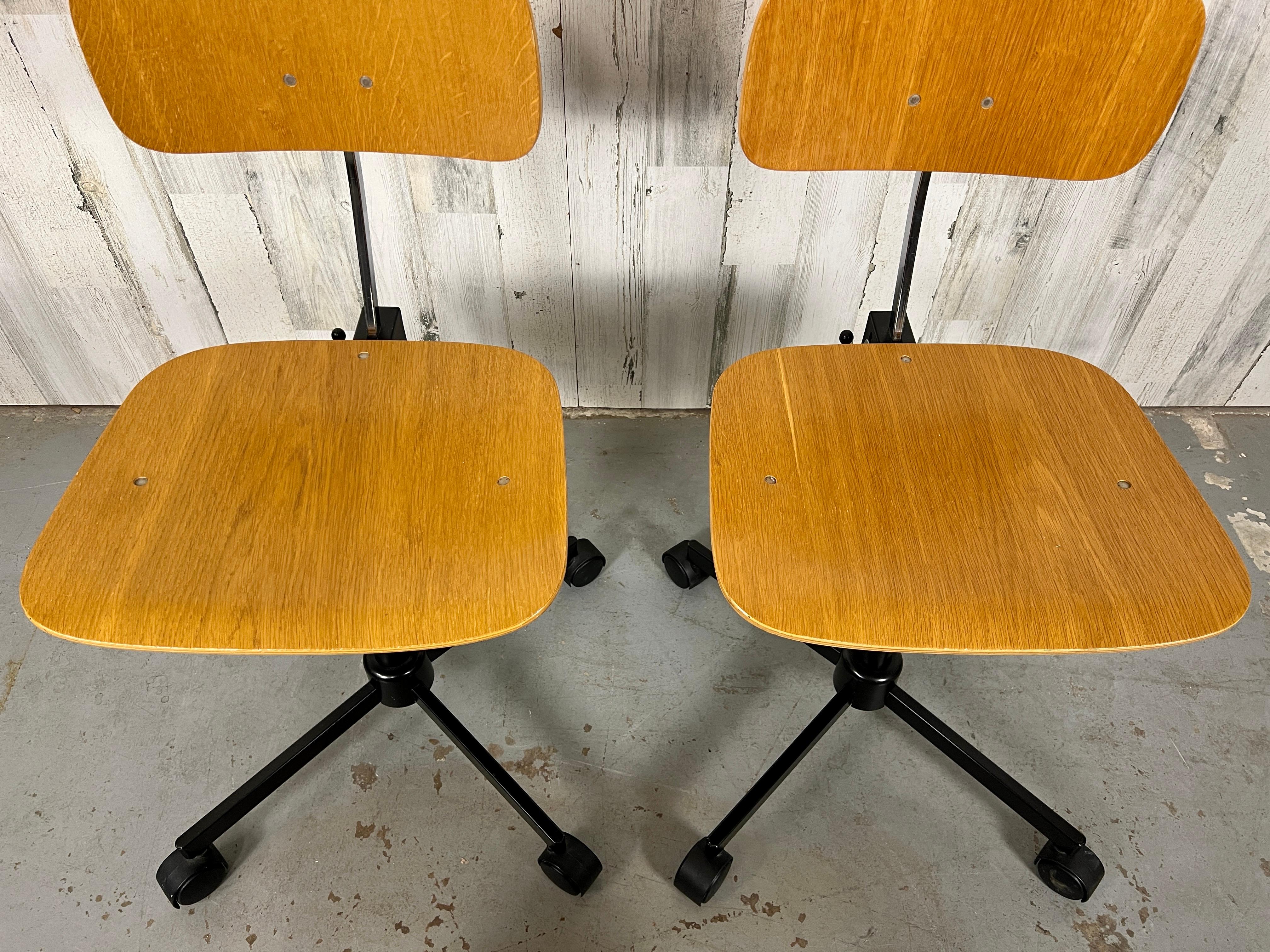 Pair of Rabami Danish Teak Kevi Desk Chairs In Good Condition For Sale In Denton, TX