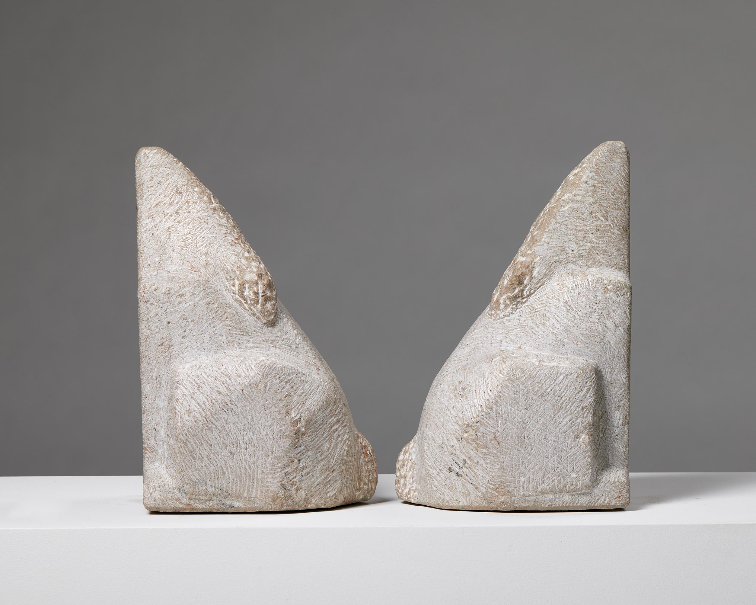 Stone Pair of rabbit sculptures designed by Hanna W, Sweden, 1983 For Sale