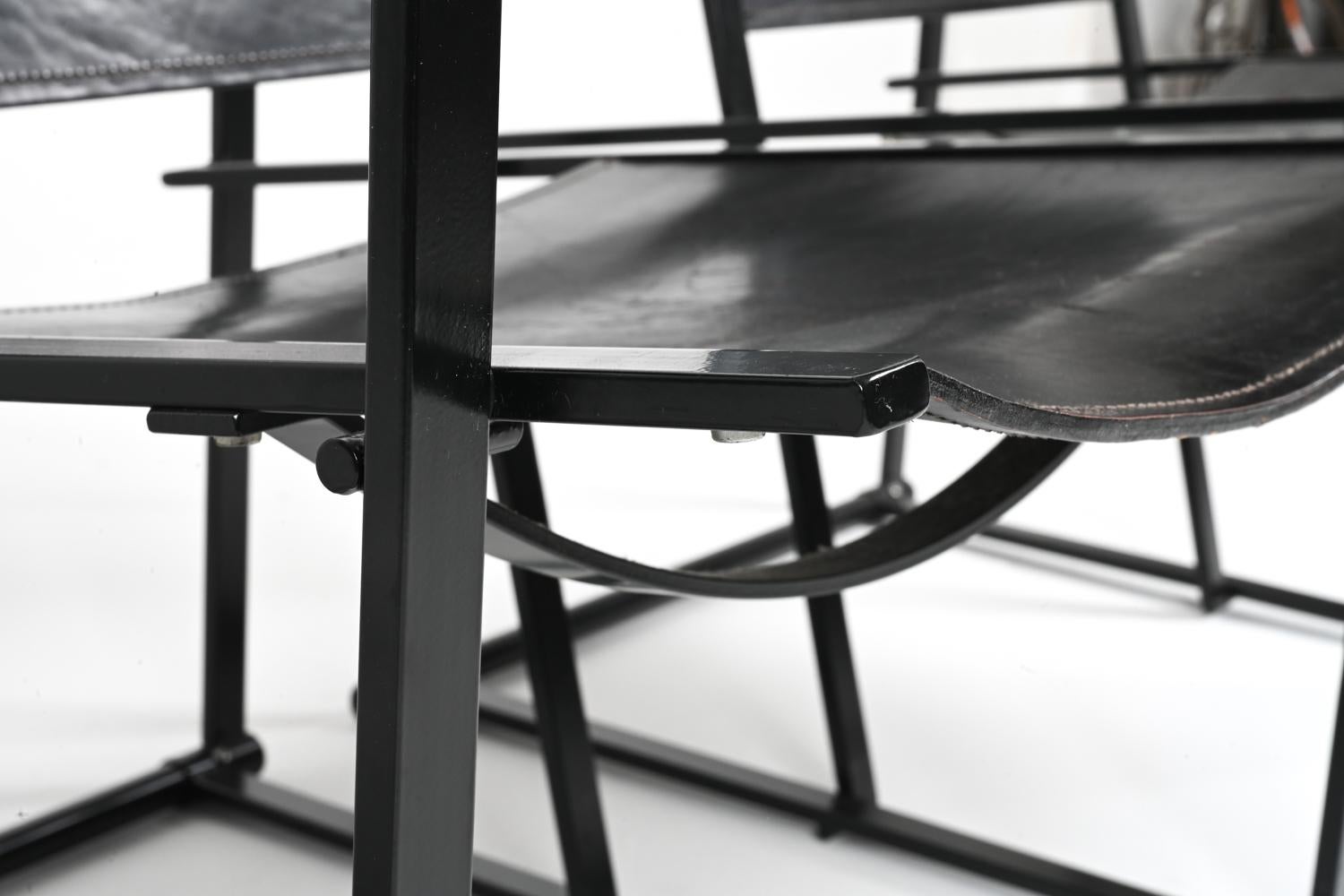 Pair of Radboud Van Beekum for Pastoe FM62 Cube Chairs; Black Leather & Steel For Sale 1