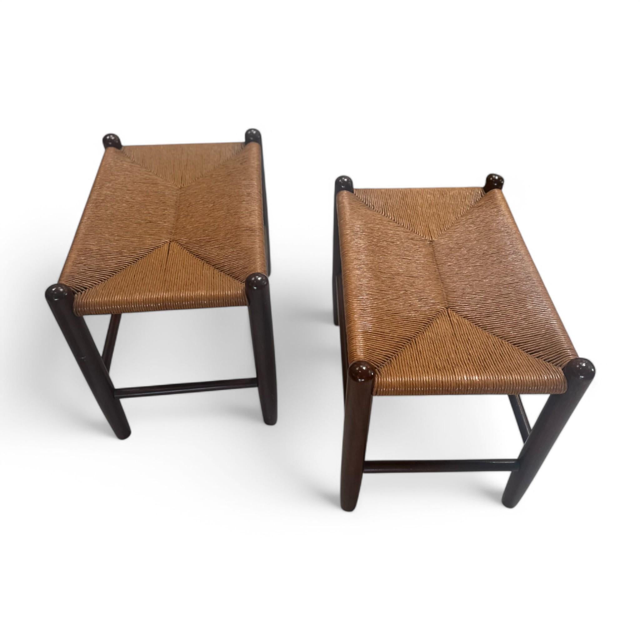 20th Century Pair of Raffia Stools For Sale