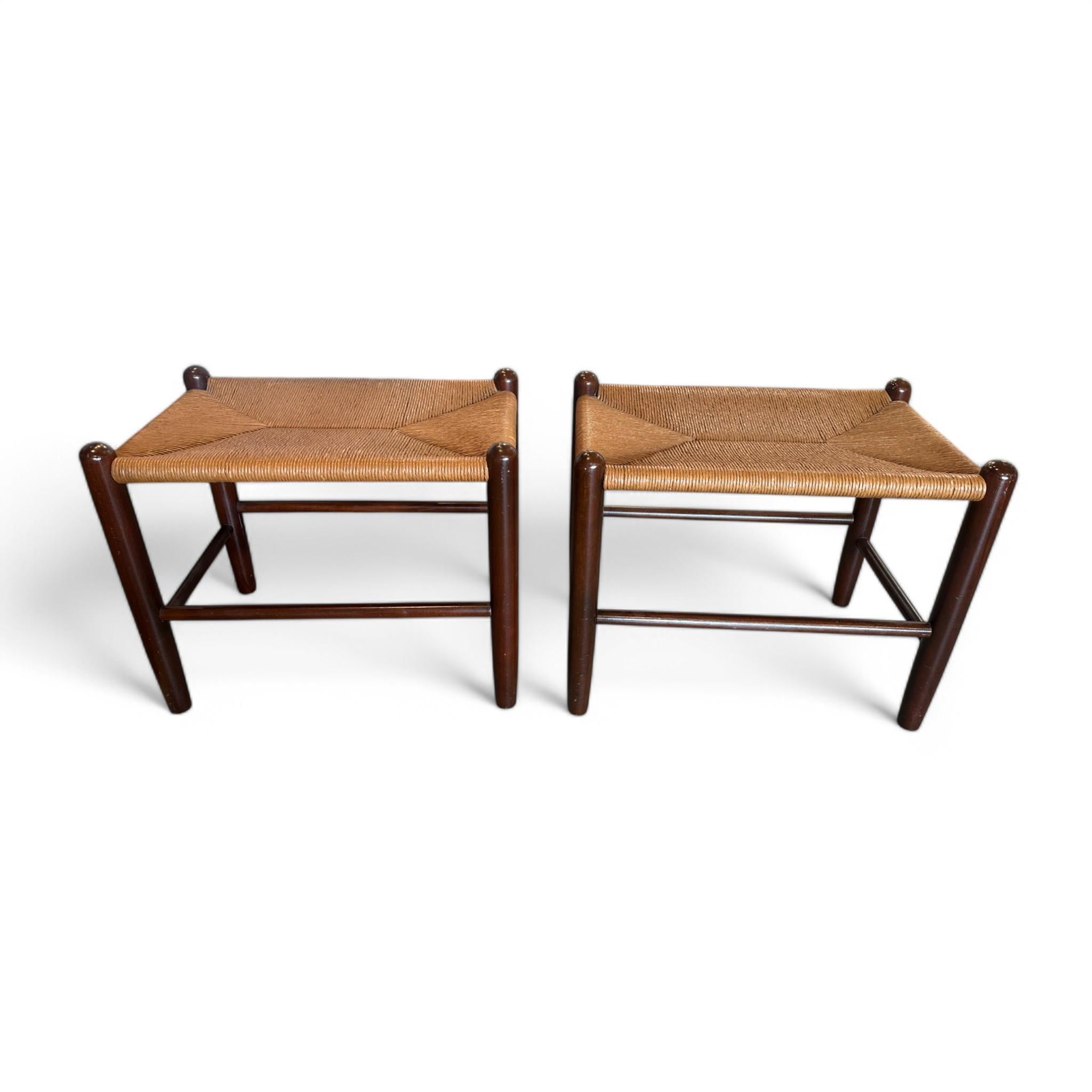 Pair of Raffia Stools For Sale 1
