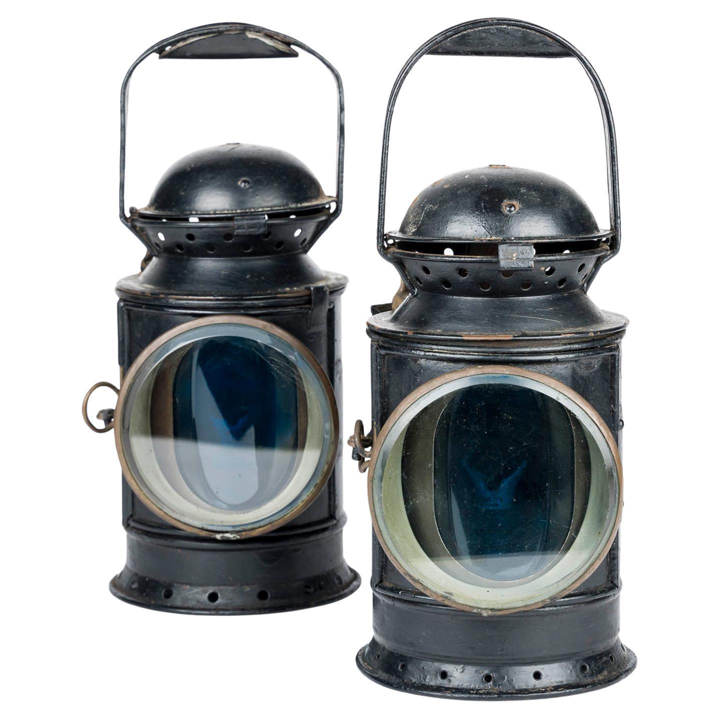 Coppia di fanali ferroviari di G. Polkey Ltd di Birmingham