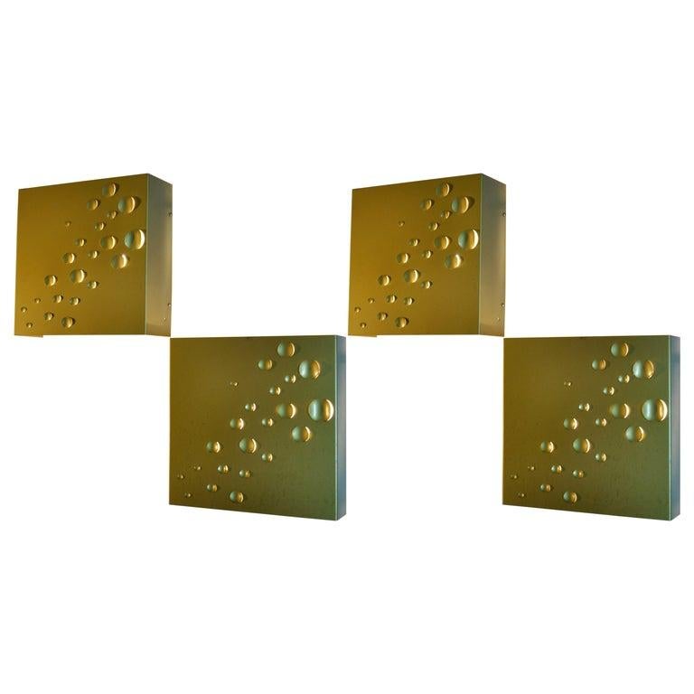 Wall Lamps Pair in Gold by Jelle Jelles for Raak, 1965 For Sale 1