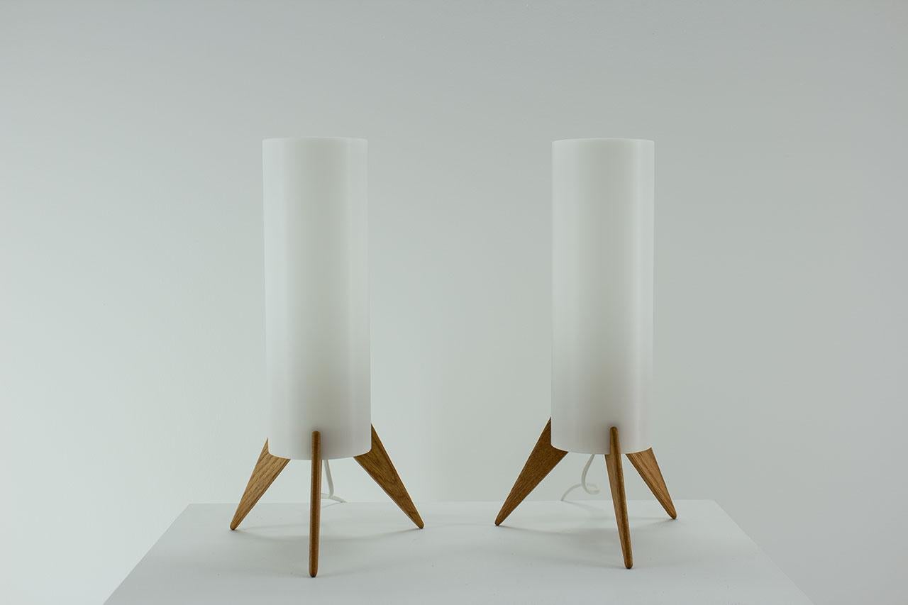 Suédois Paire de lampes de bureau Raketen par Luxus, Suède, années 1960 en vente