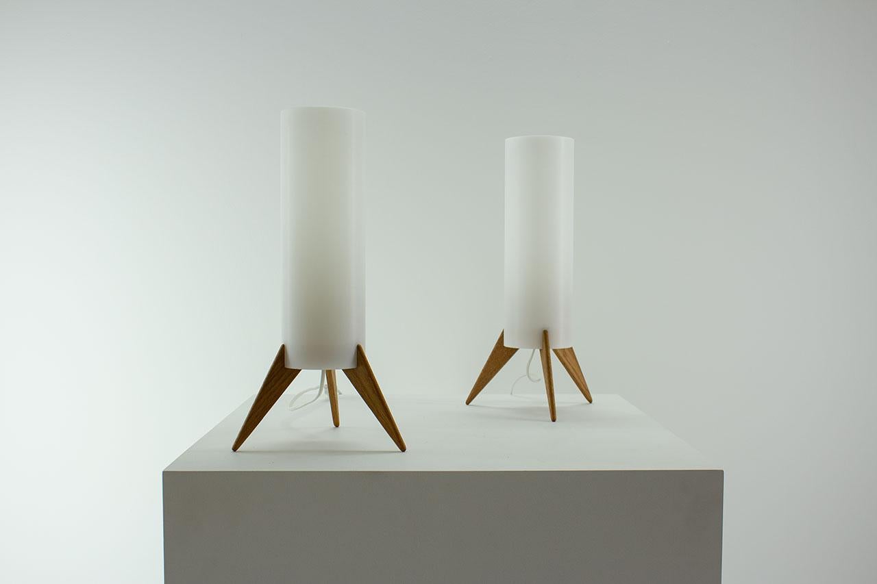 Paire de lampes de bureau Raketen par Luxus, Suède, années 1960 en vente 1
