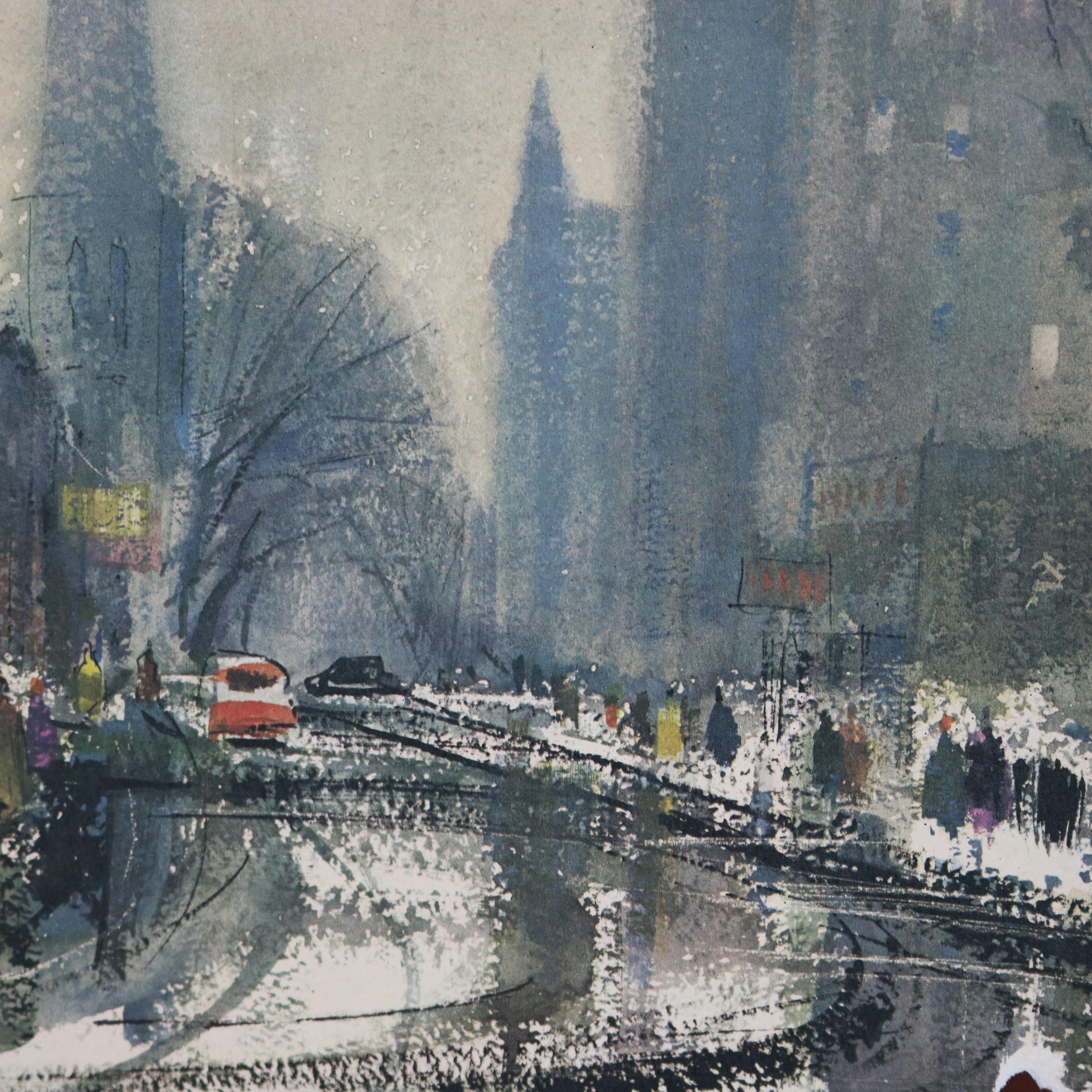 American Pair of Ralph Avery Rochester Citiscape Scenes, Watercolor Paintings, Circa 1950