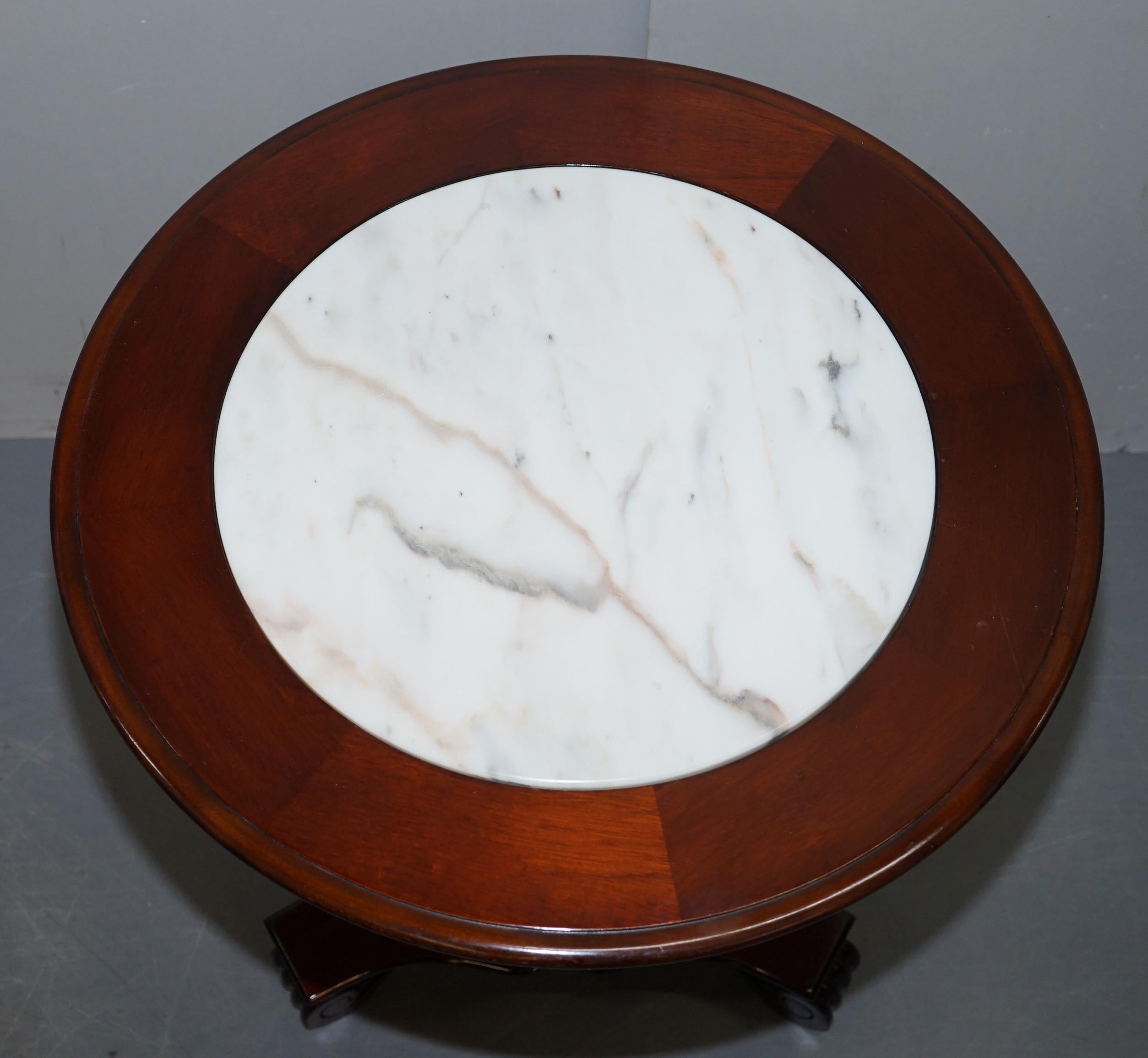 Pair of Ralph Lauren American Hardwood Marble Topped Side End Tables 1