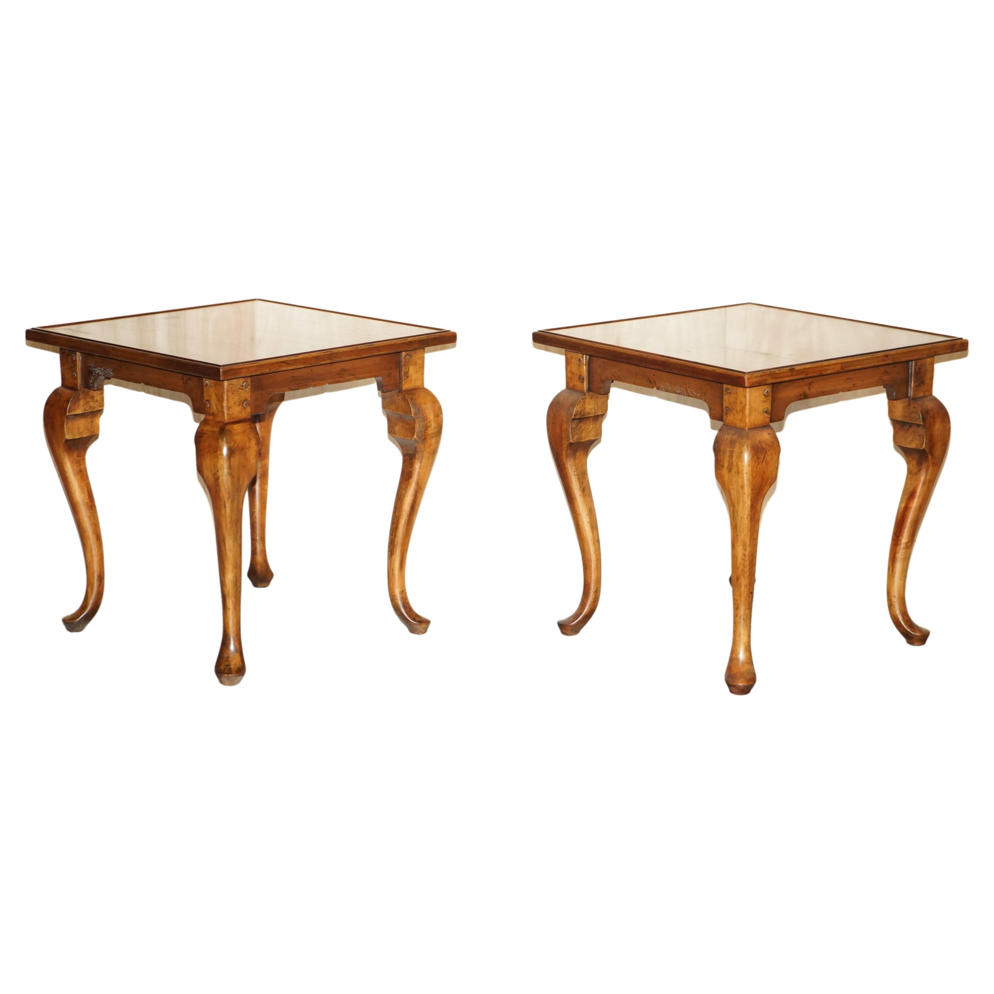 PAIR OF RALPH LAUREN AMERICAN WALNUT LARGE SiDE END OCCASIONAL LAMP WINE TABLES For Sale