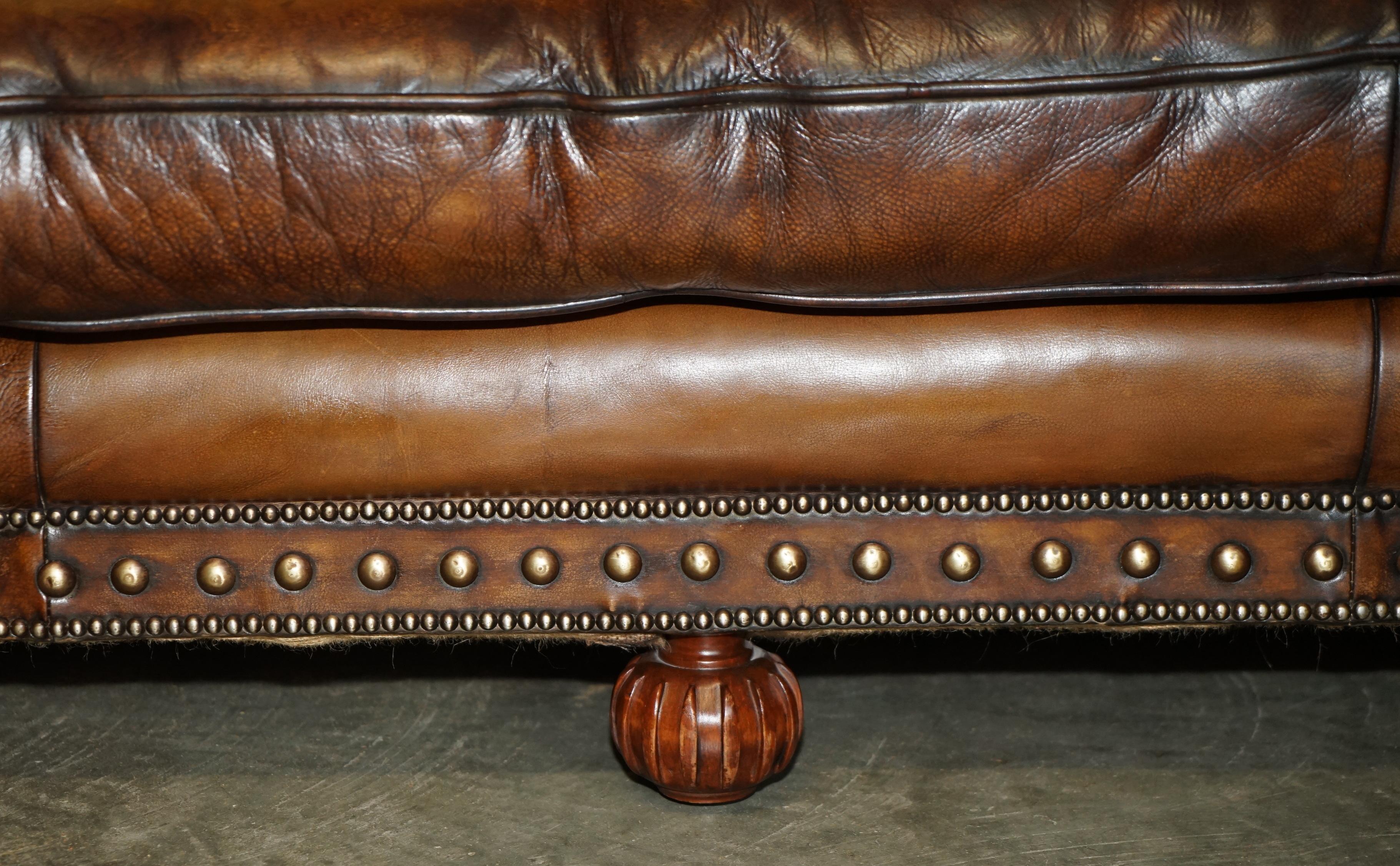 PAIR OF RALPH LAUREN ARAN ISLES CUSTOM MADE BROWN LEATHER SOFAs For Sale 8