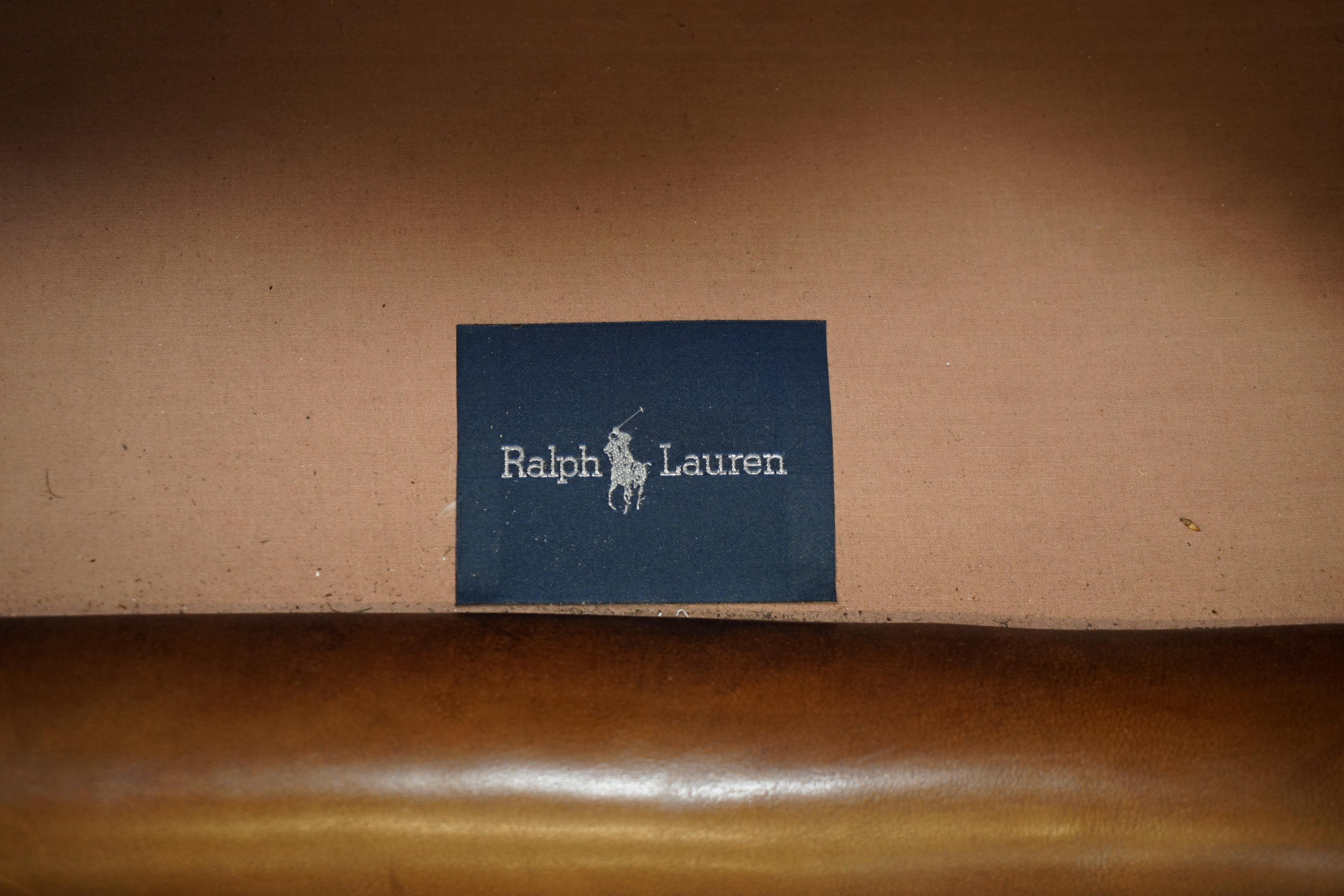 PAIR OF RALPH LAUREN ARAN ISLES CUSTOM MADE BROWN LEATHER SOFAs For Sale 9