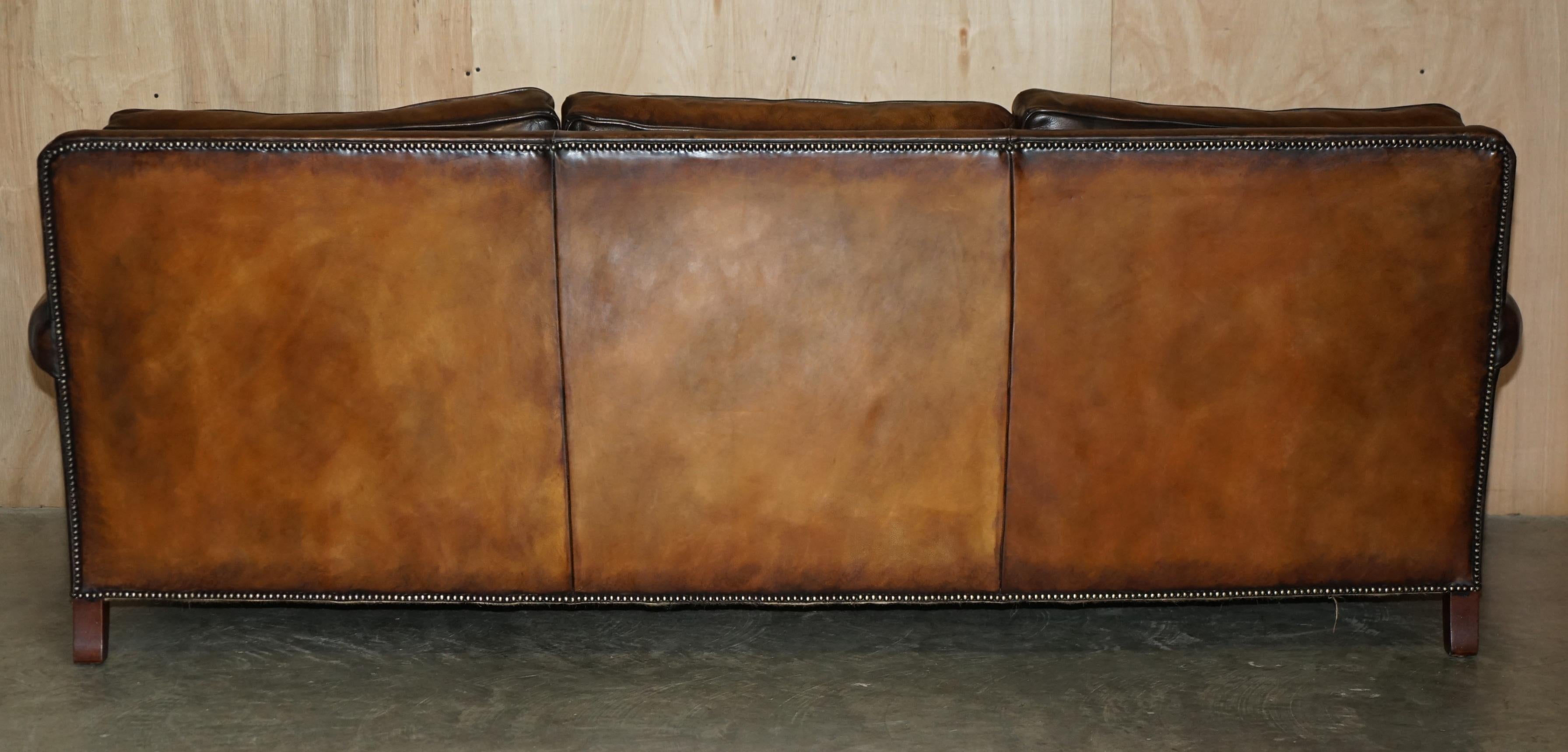 PAIR OF RALPH LAUREN ARAN ISLES CUSTOM MADE BROWN LEATHER SOFAs 10