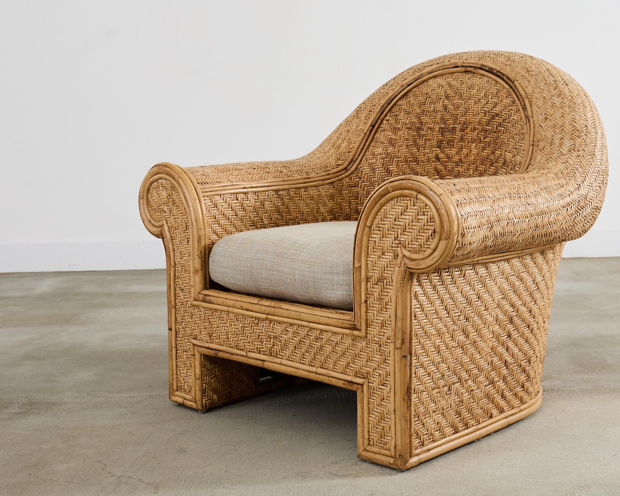 Coppia di sedie da salotto in vimini e rattan attribuite a Ralph Lauren in vendita 5